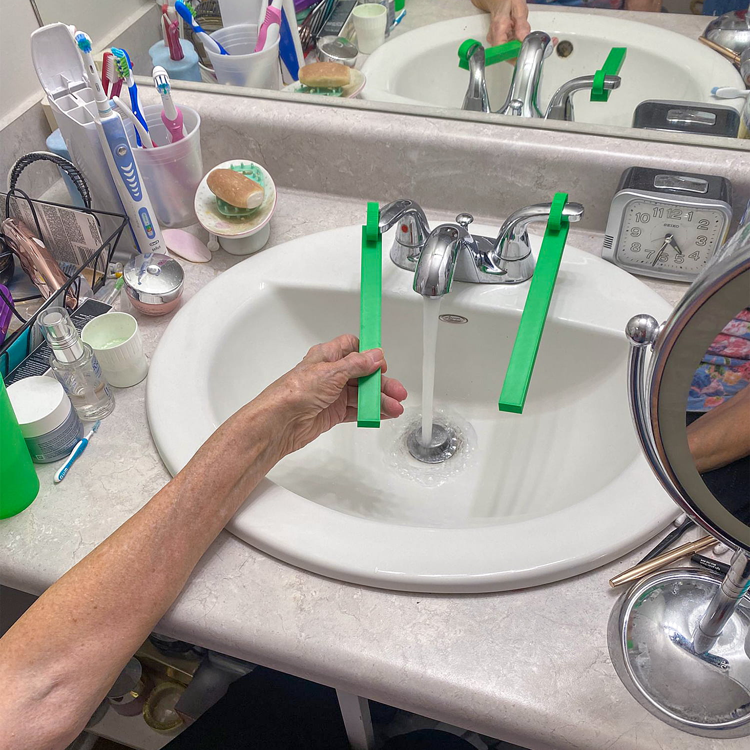 Bathroom tap extenders Vianna Aiello designed for her grandmother