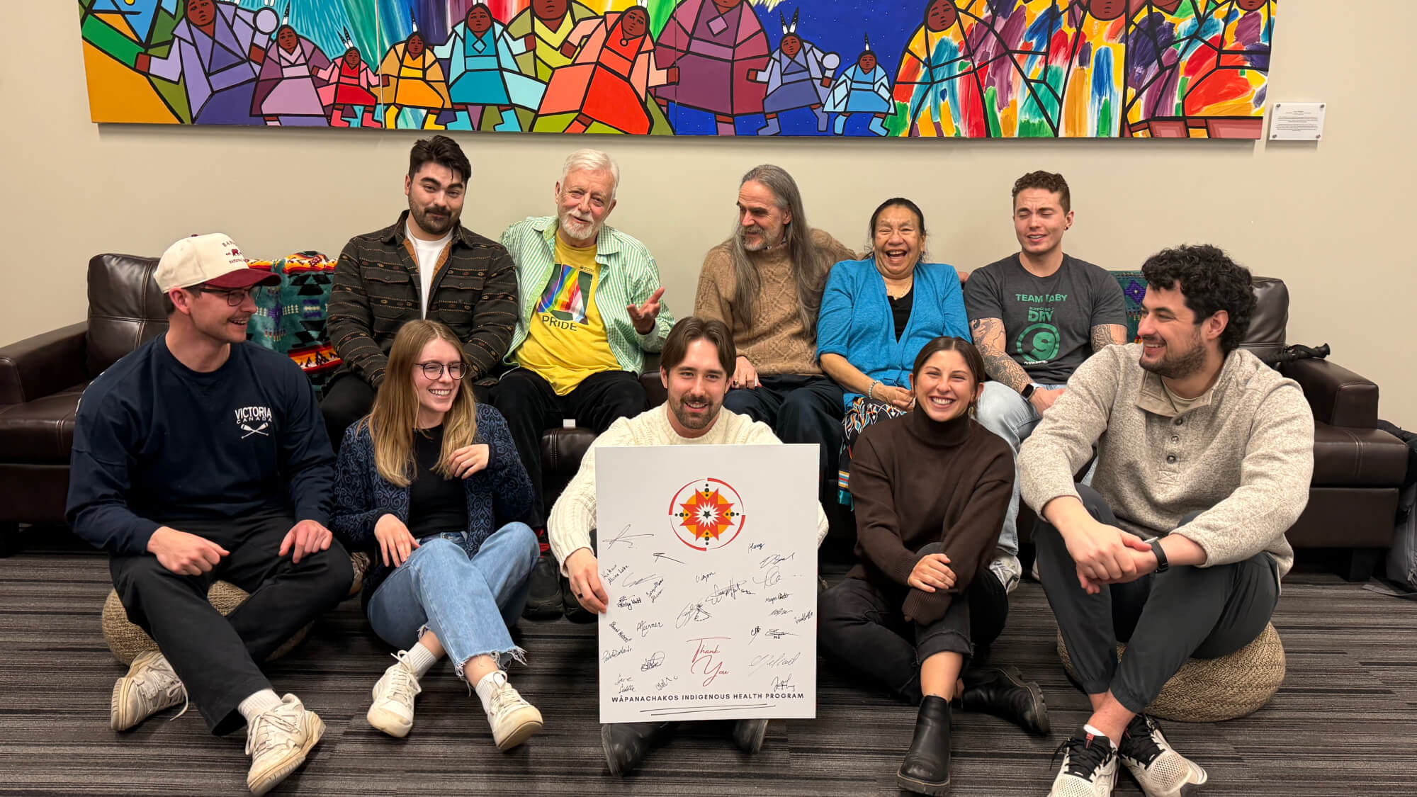 Guy Milner and Roger Helfrick at the Wâpanachakos Indigenous Health Program’s Community Lunch Hour with Alvina Lake, Eagle Woman, Knowledge Keeper and Faculty of Medicine and Dentistry students.