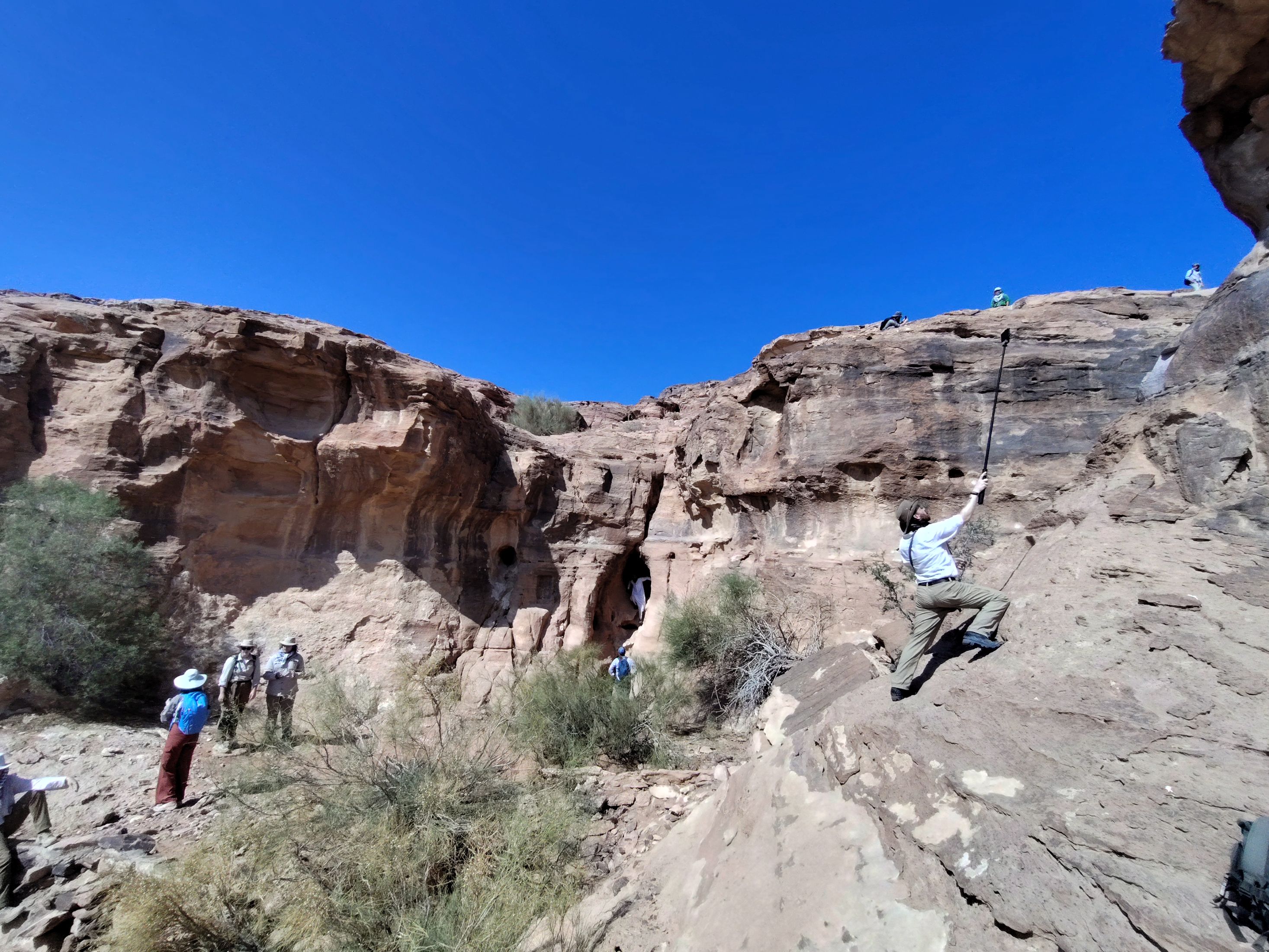 Documenting petroglyphs in the hills surrounding Humayma
