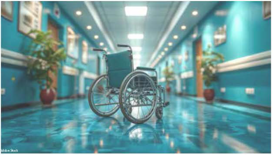 Wheelchair in a hallway