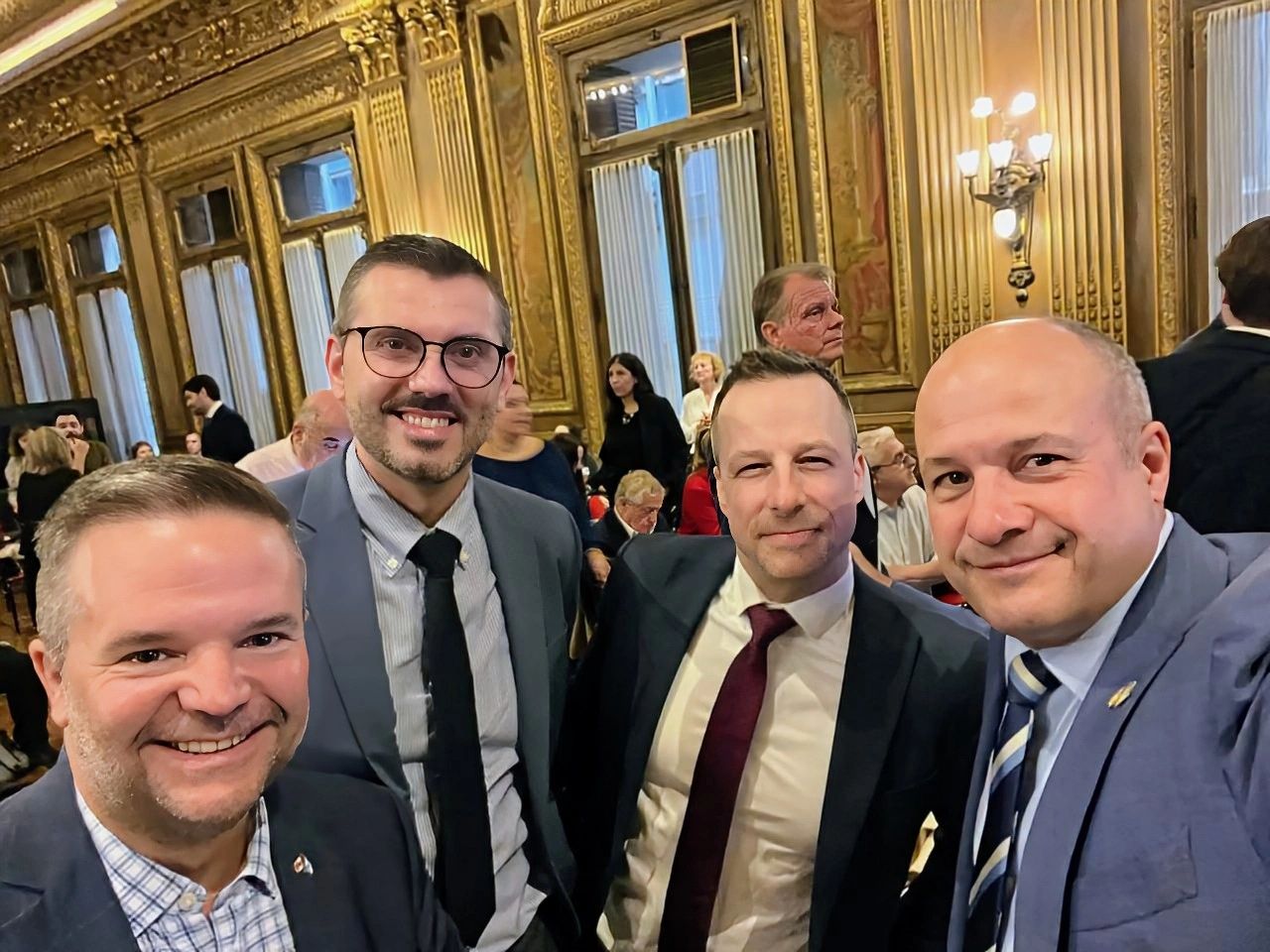 From left to right: Jonathan Sauvé, Embassy of Canada; Jean-Christophe Boucher, University of Calgary; Oleksandr Pankieiev, University of Alberta; Stewart Wheeler, Ambassador of Canada to the Argentine Republic.