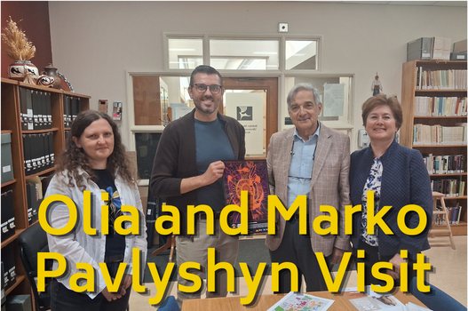 Olia and Marko Pavlyshyn with Oleksandr Pankieiev and Nataliia Yesypenko in the Kule Folklore Centre