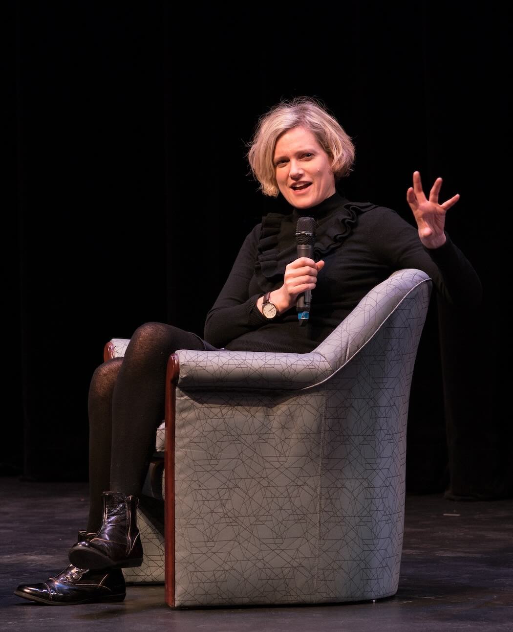 Photo of Heather O'Neill During the 2017 Kreisel Lecture Q & A