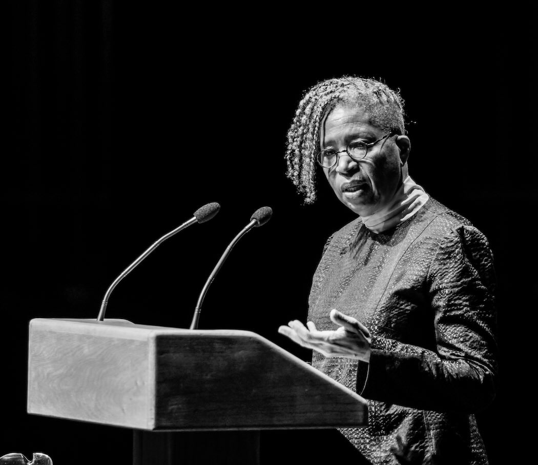 Photo of Dionne Brand Presenting the 2019 Kreisel Lecture