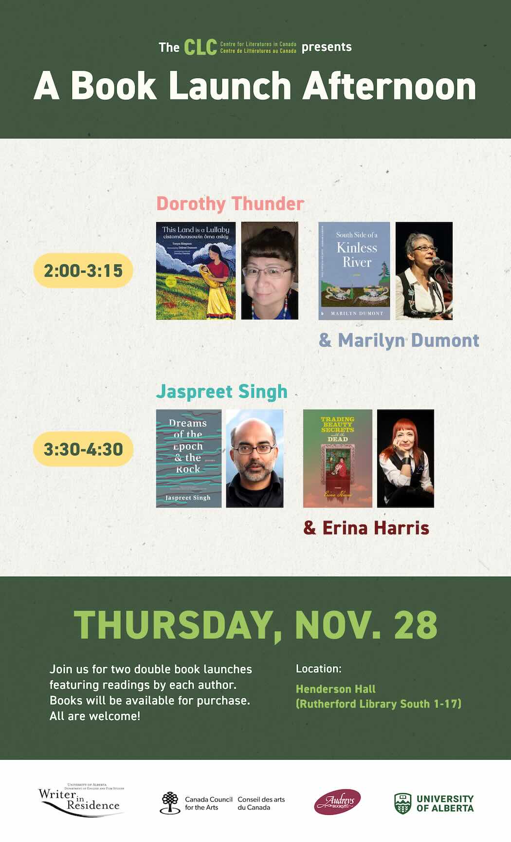 Poster for Book Launches Event