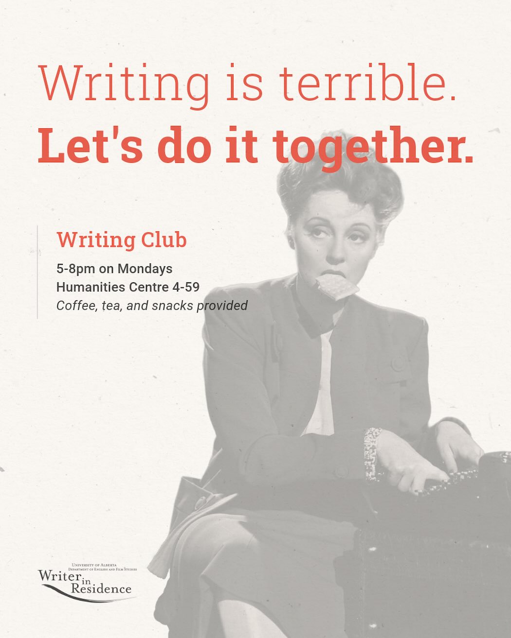 Social Media Image for the 2026-27 Writer-in-Residence Writing Club