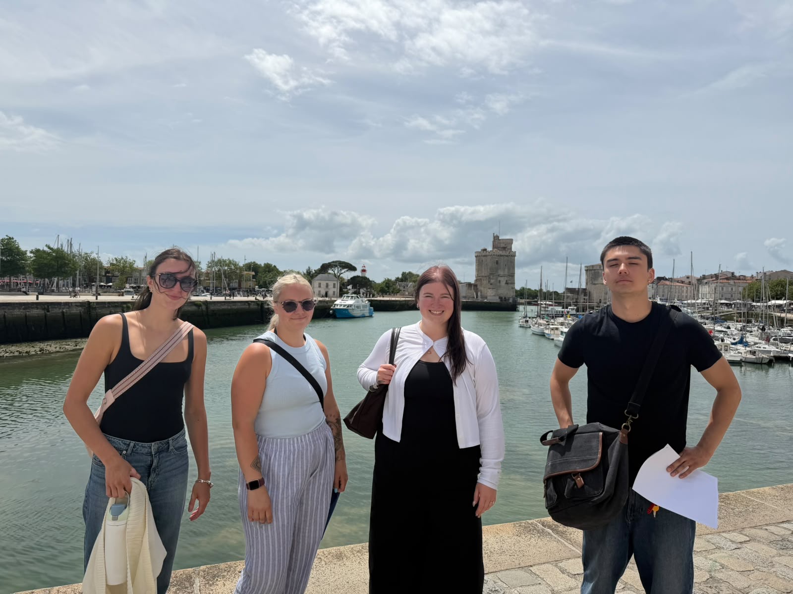 Kiana, Ryann, Nachtegale, and Ha-eil at La Rochelle's the old port