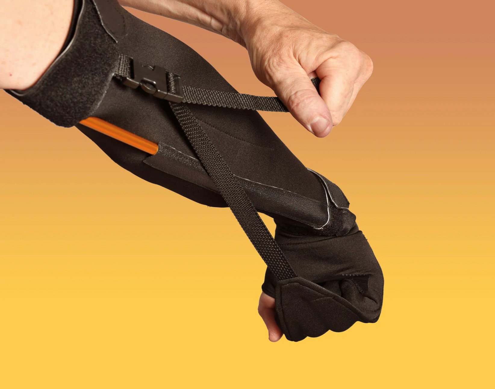 Arm wearing an arm guard