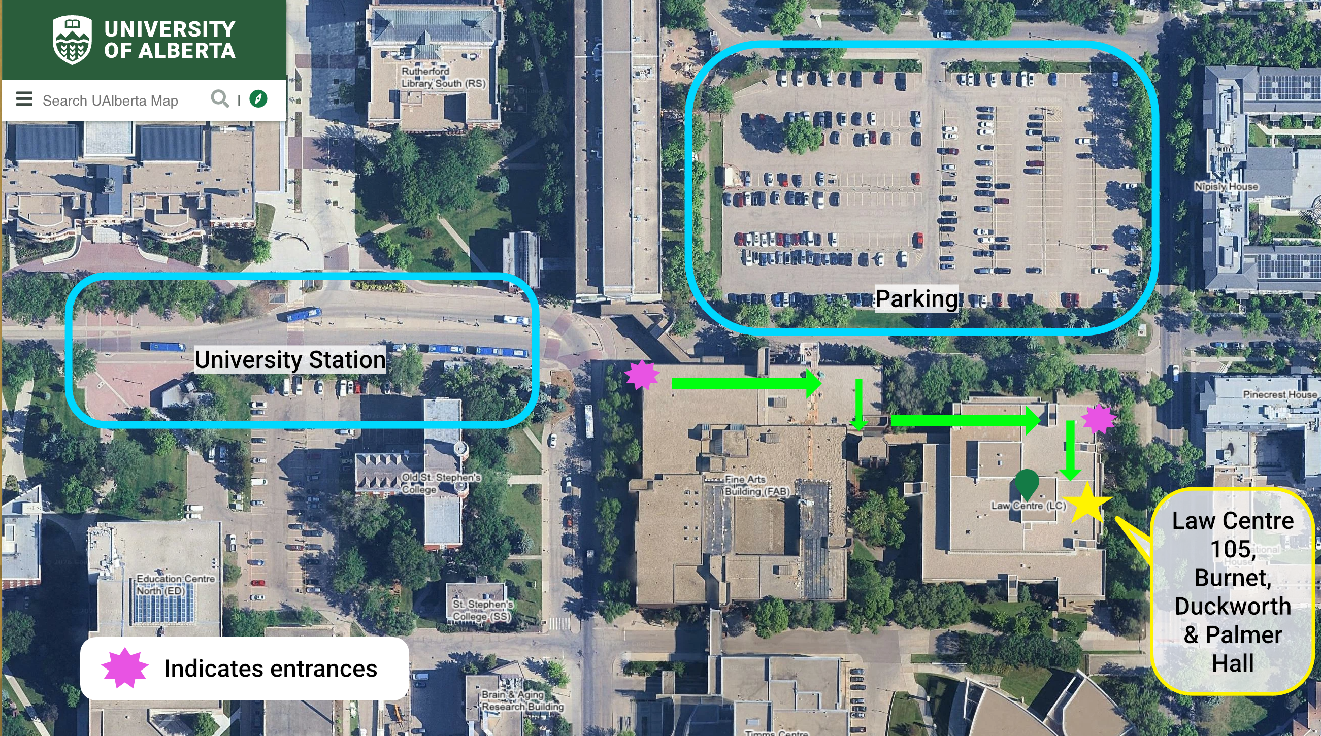 Map to Law Centre 105