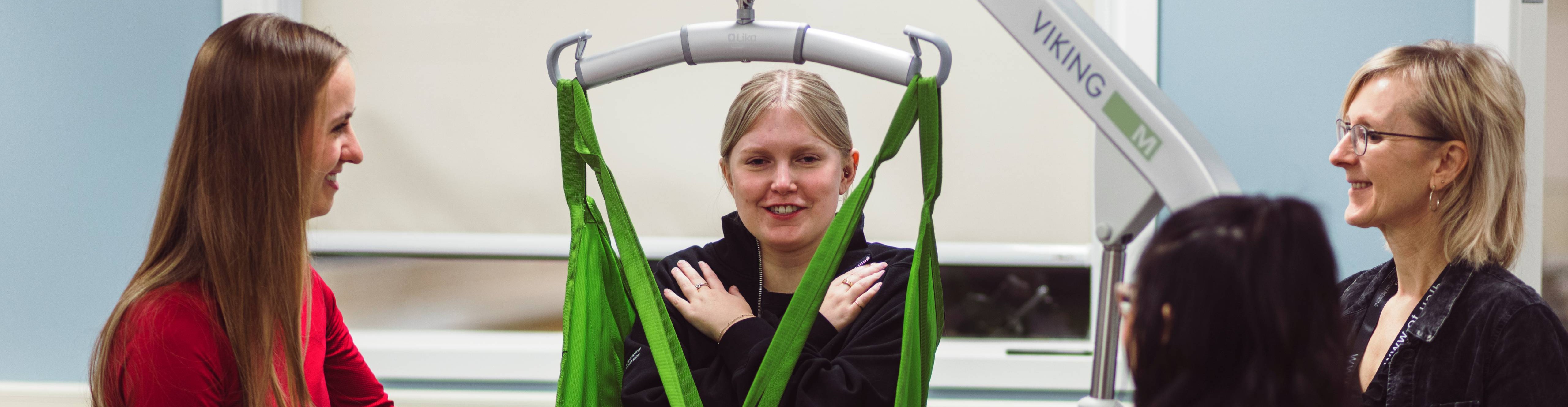 A woman receiving physical therapy