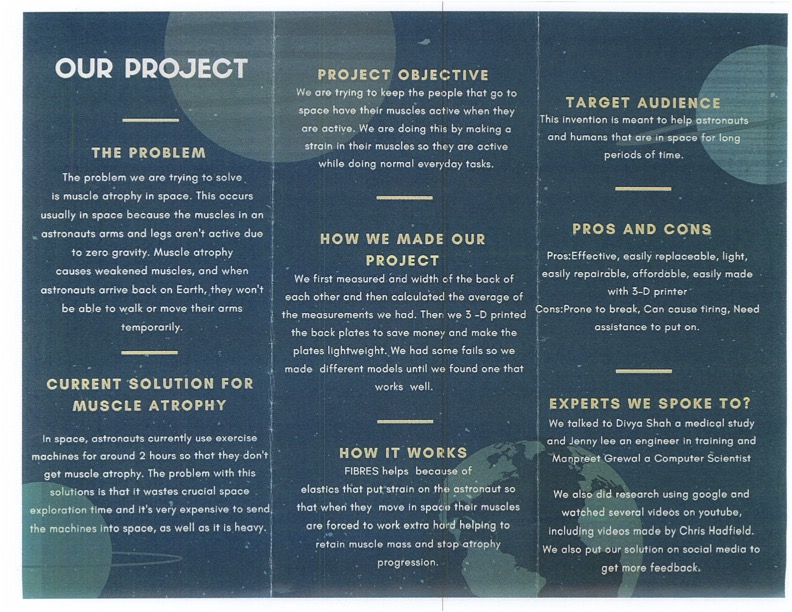 Back of the Space Spectres' FIBRES project brochure