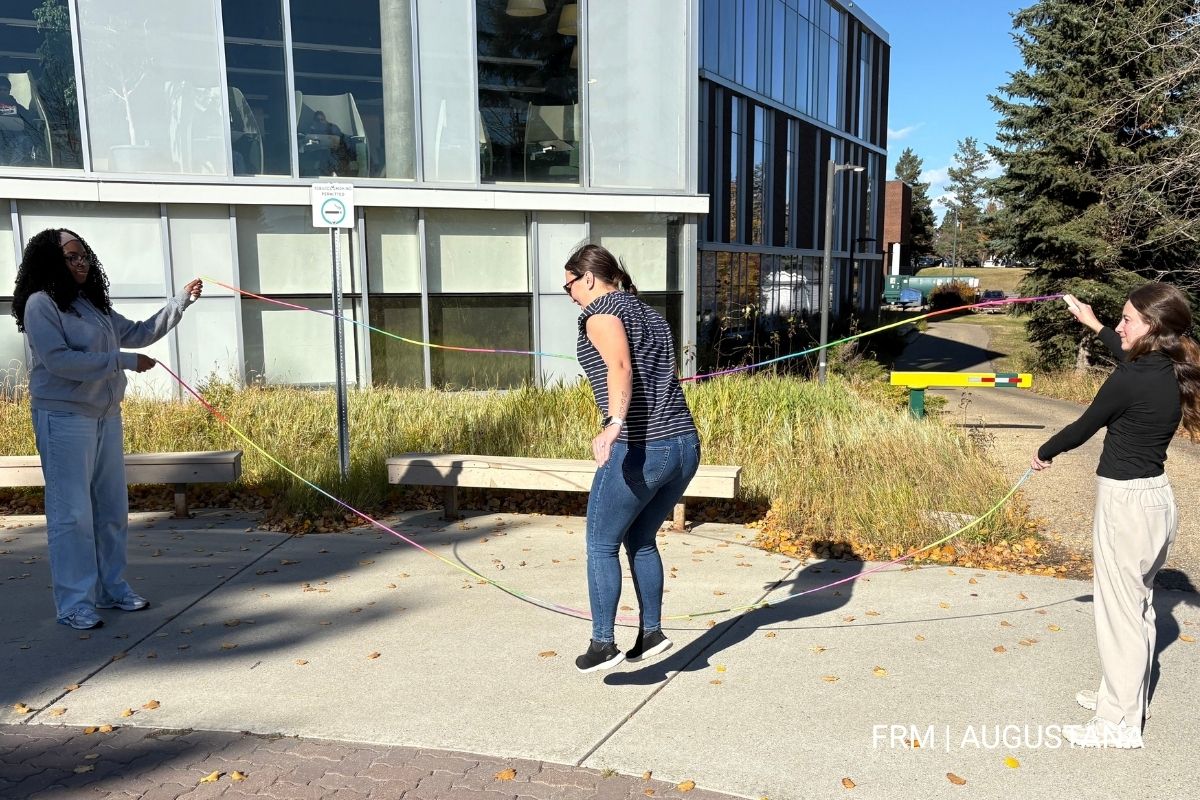 Students jumping rope at Augustana Campus