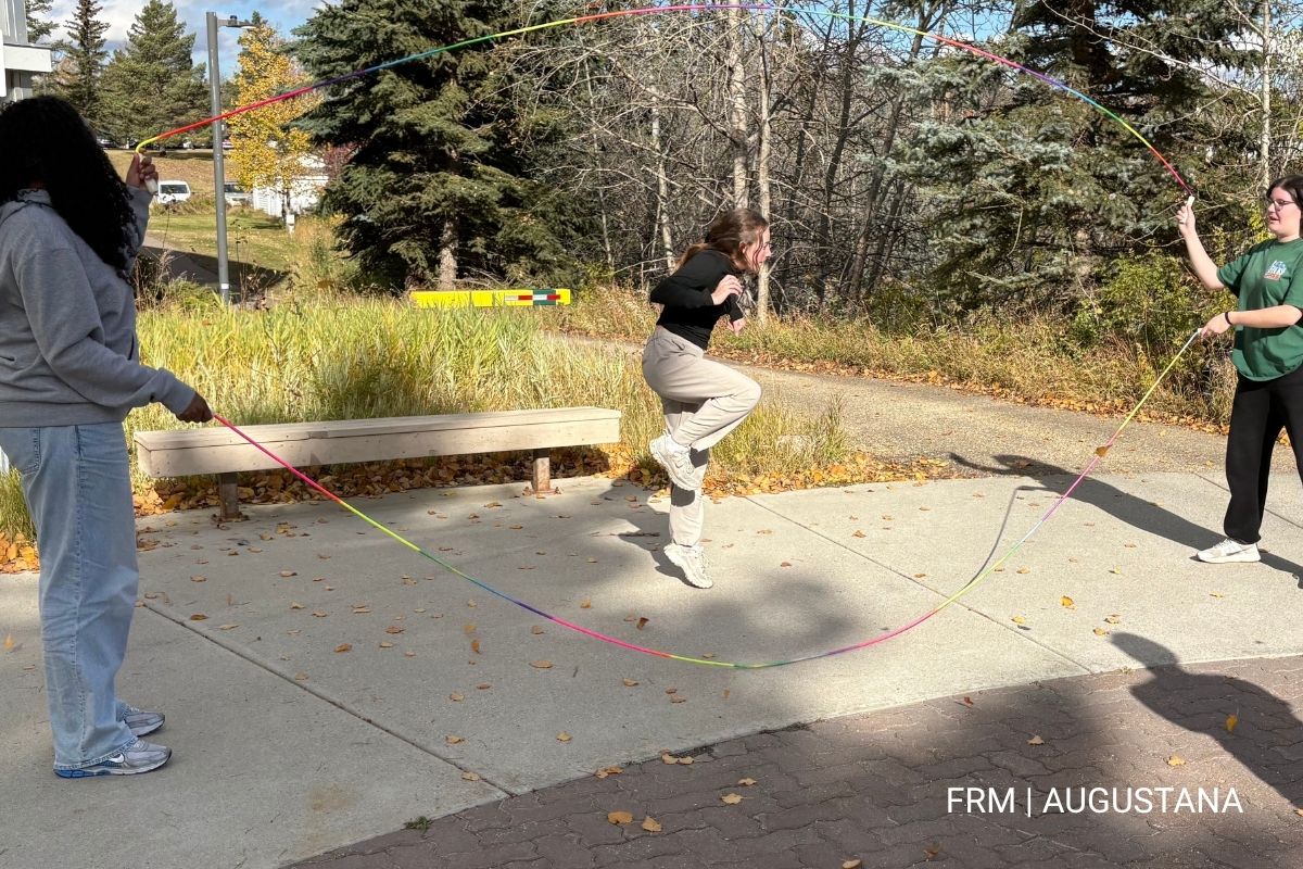 Students jumping rope at Augustana Campus