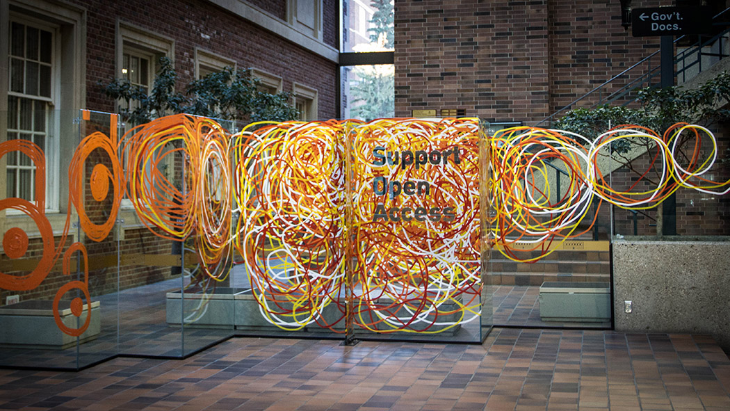 Art installation that says "support open access"