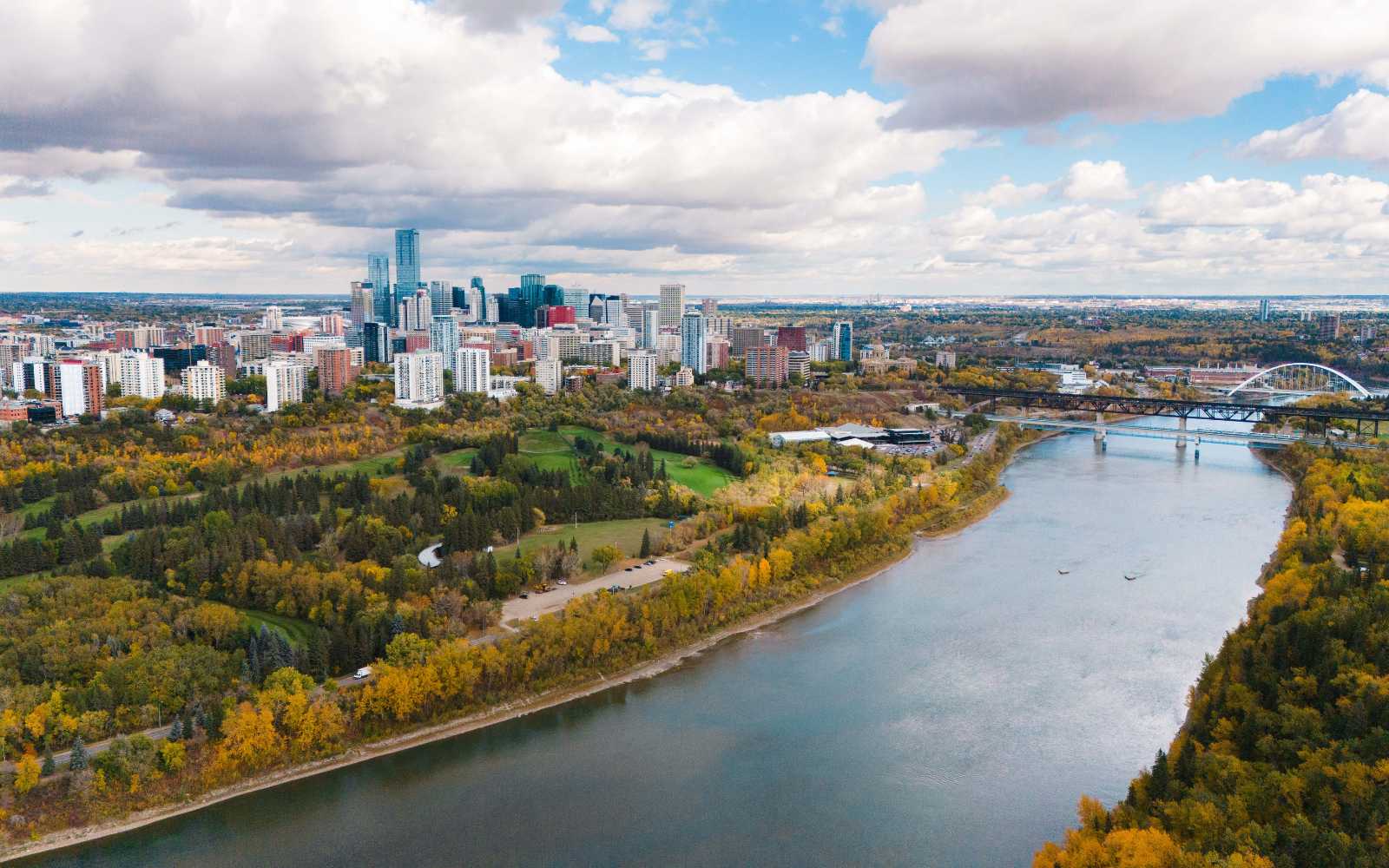 Aerial view of downtown Edmonton
