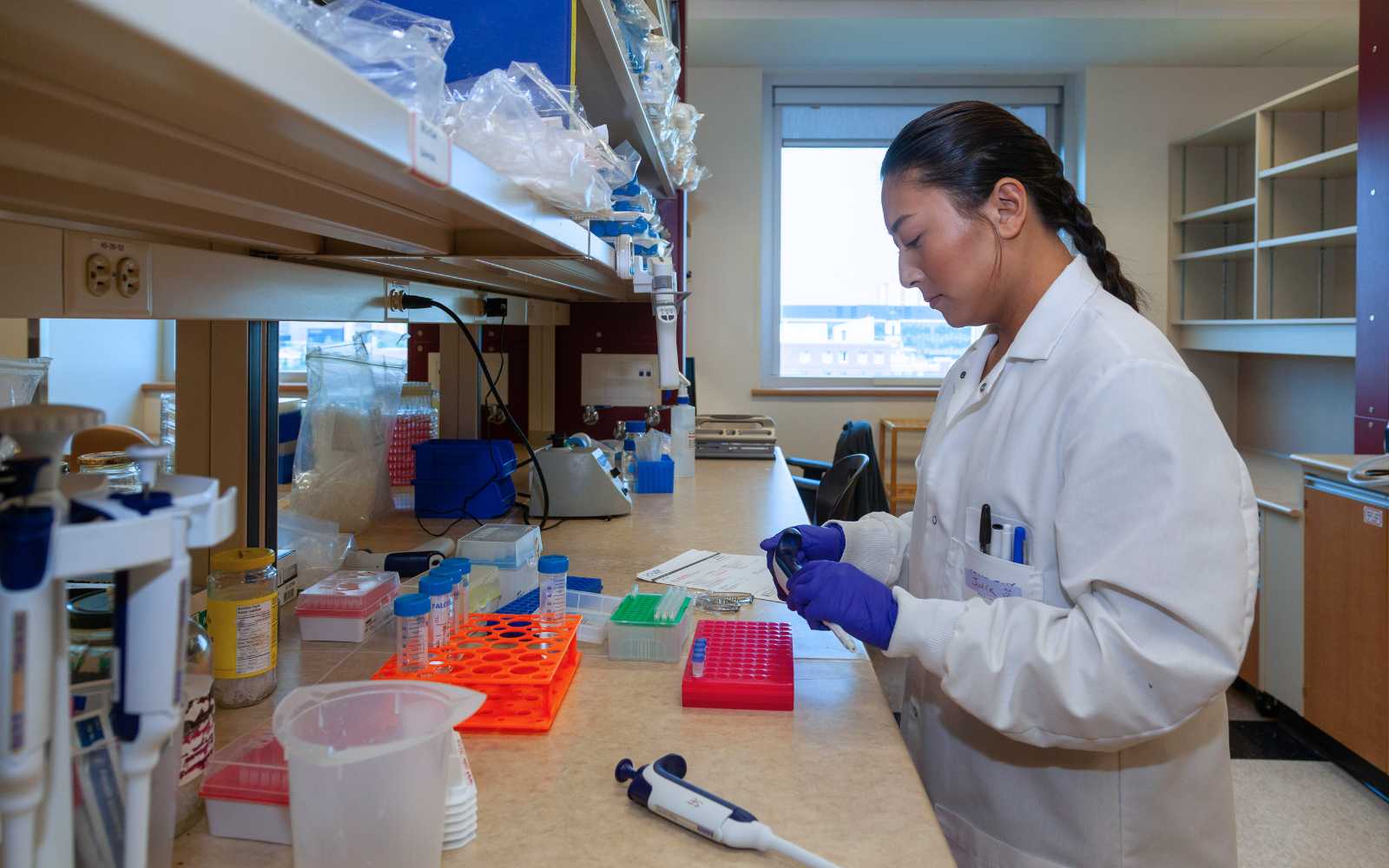 Student in the research lab