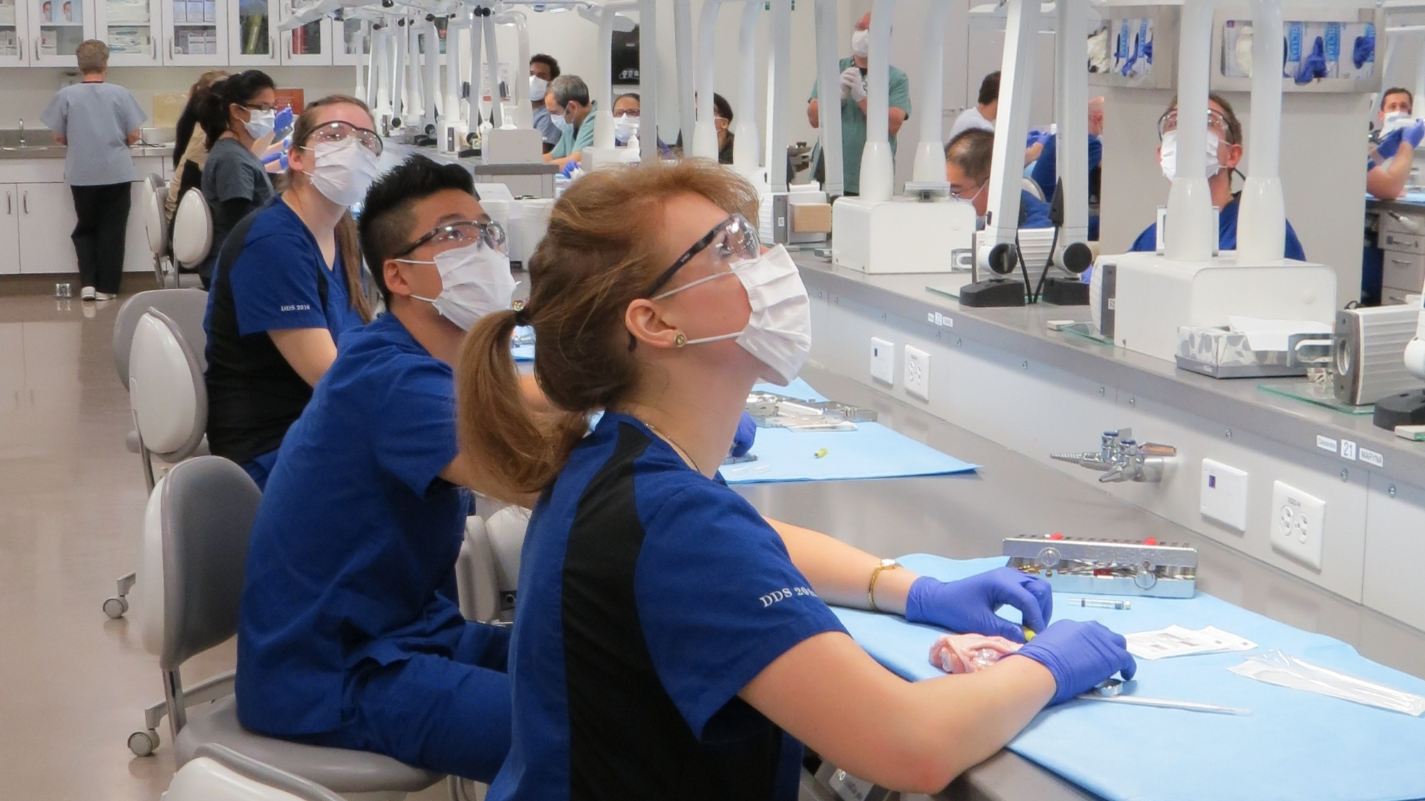 Students learning in the sim lab