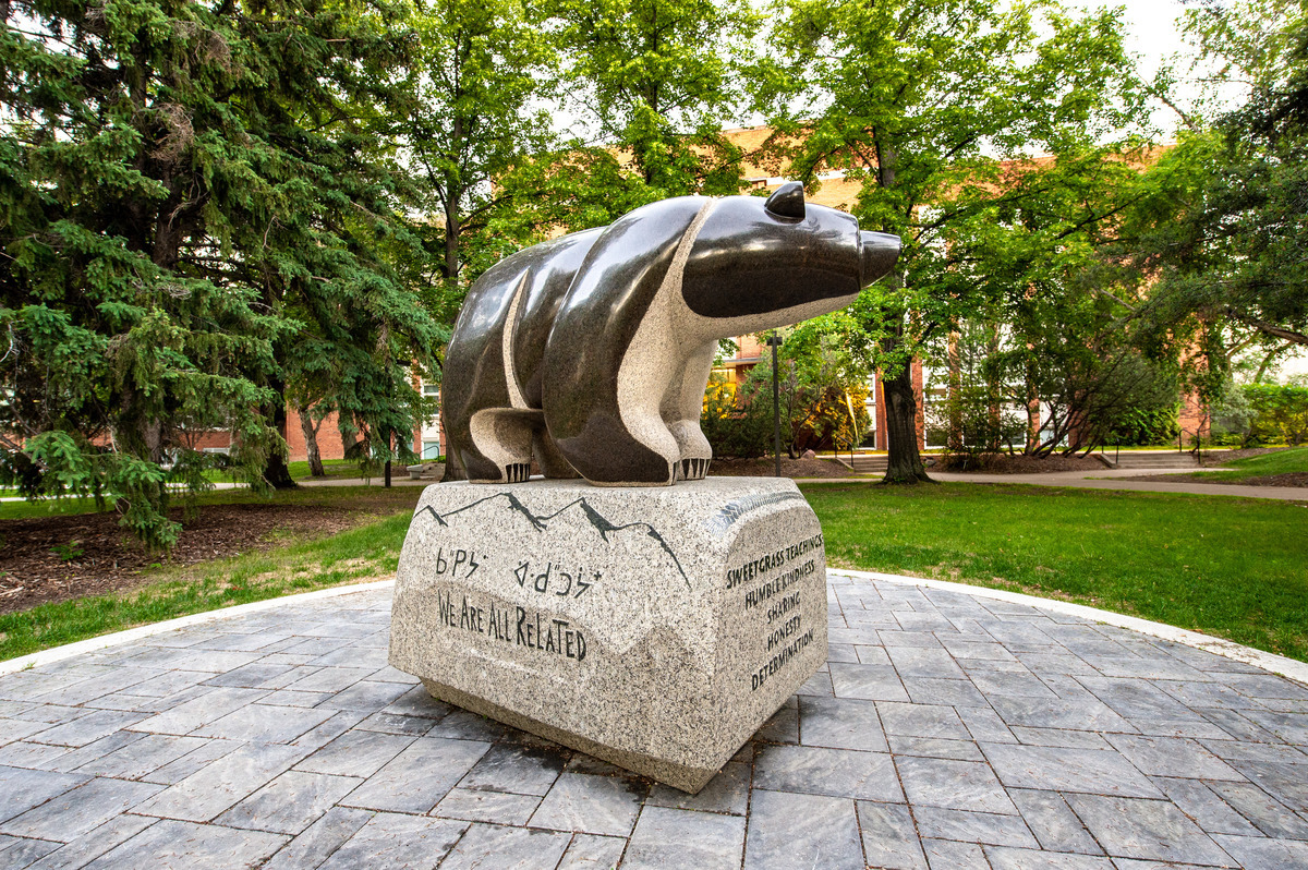 Sweetgrass bear sculpture