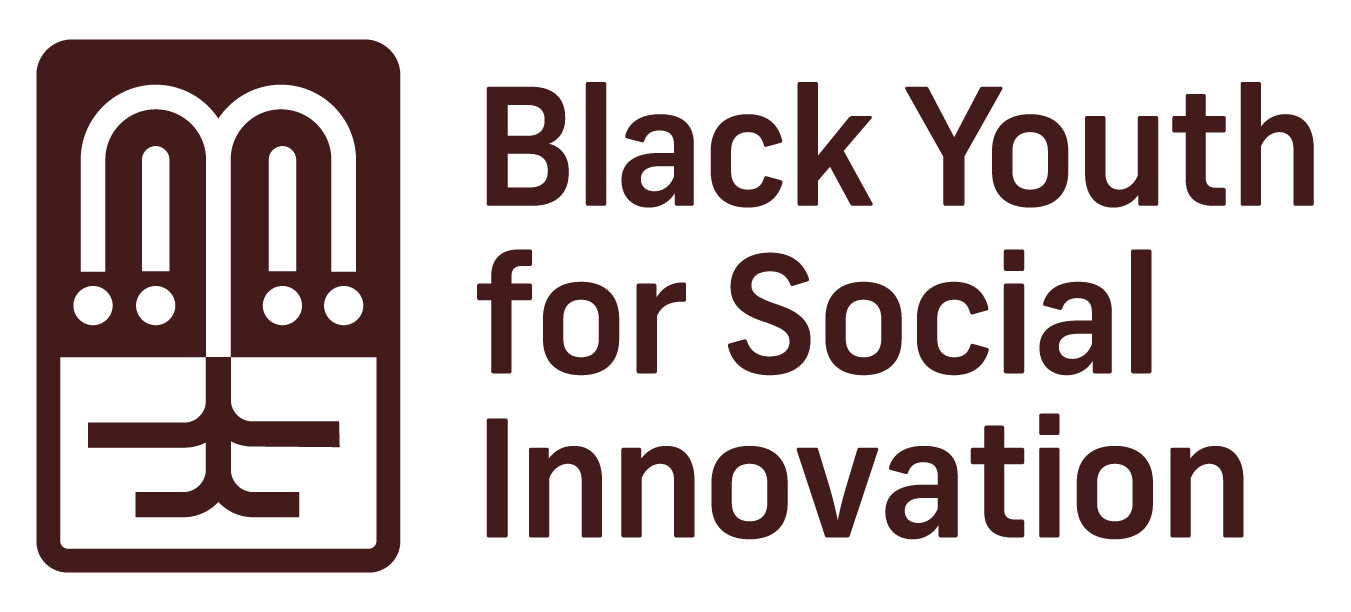 The Black Youth for Social Innovation logo in burgundy, showing a tree symbolizing global unity and interconnectedness.