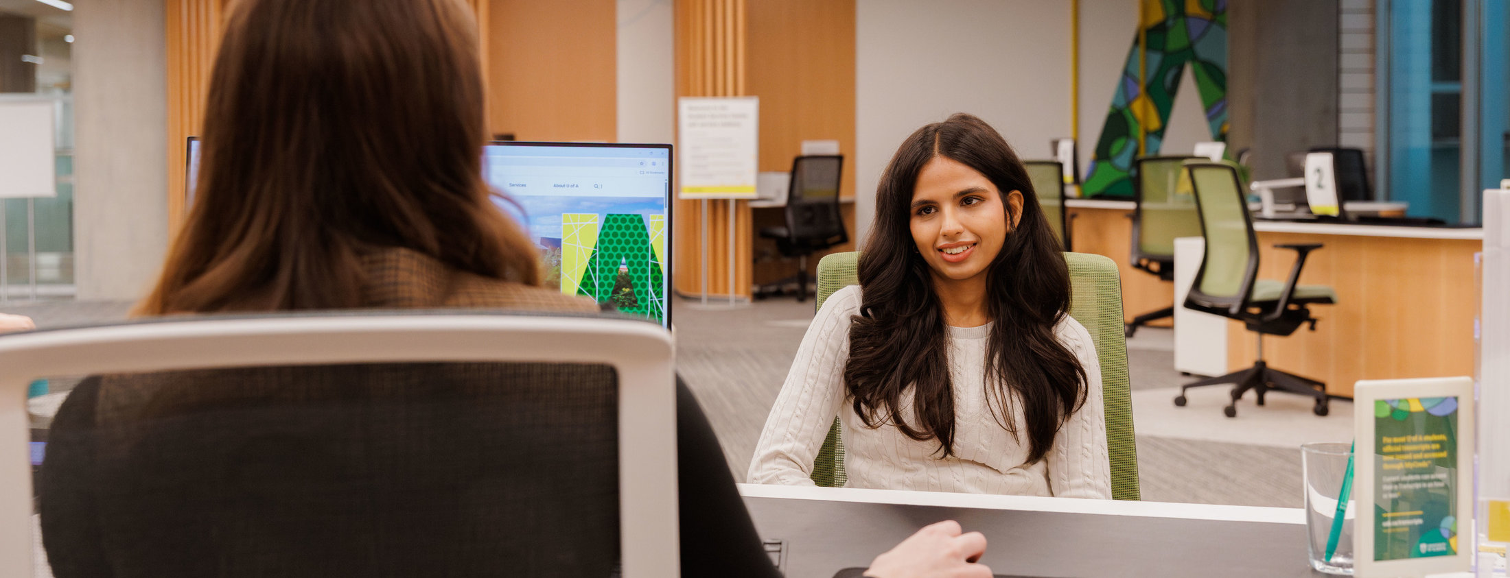 Student receiving advising support.