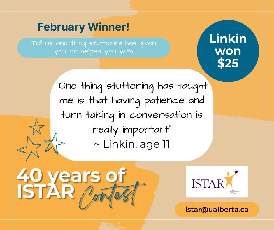 Winner, Tell us one thing stuttering has given you or helped you with
