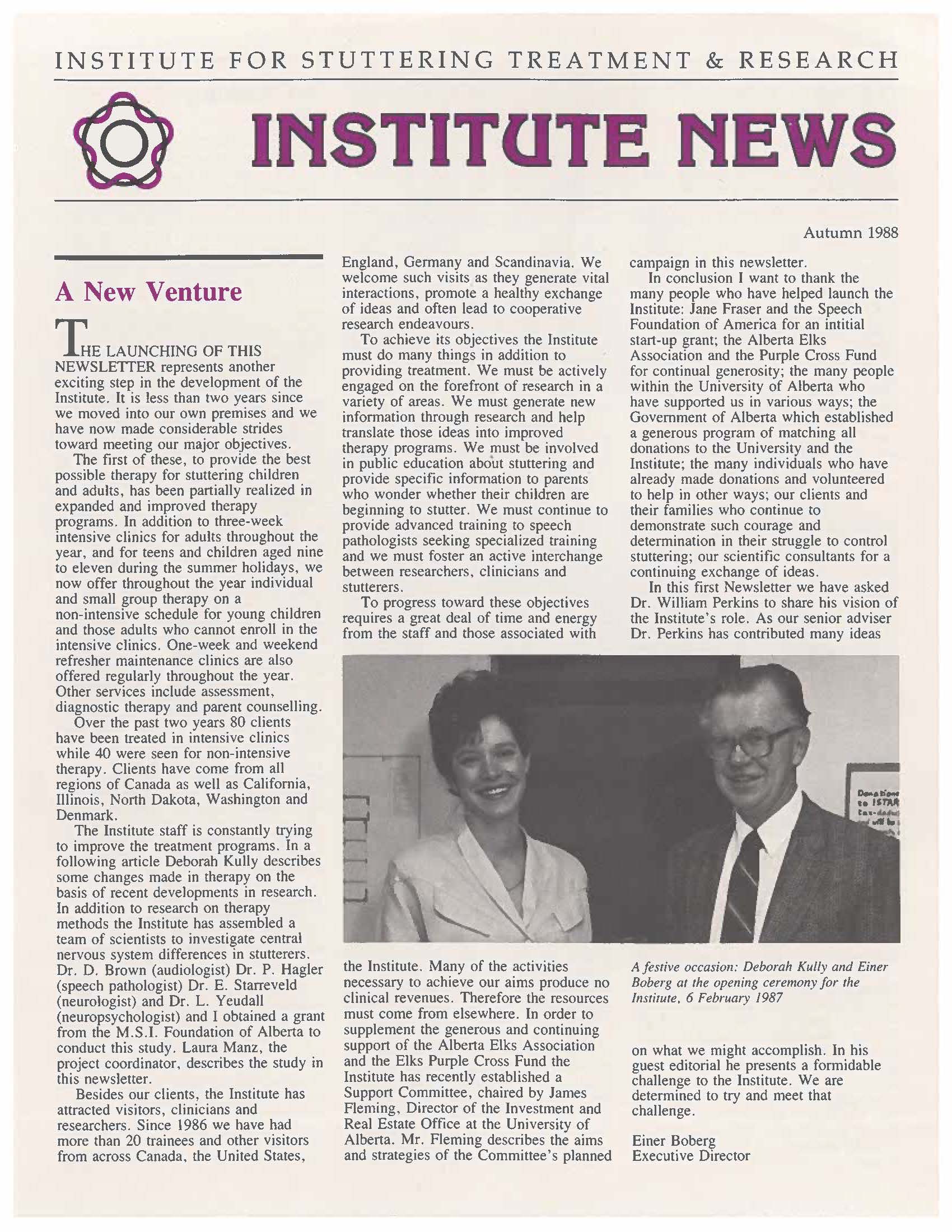 ISTAR newsletter 1988 p1