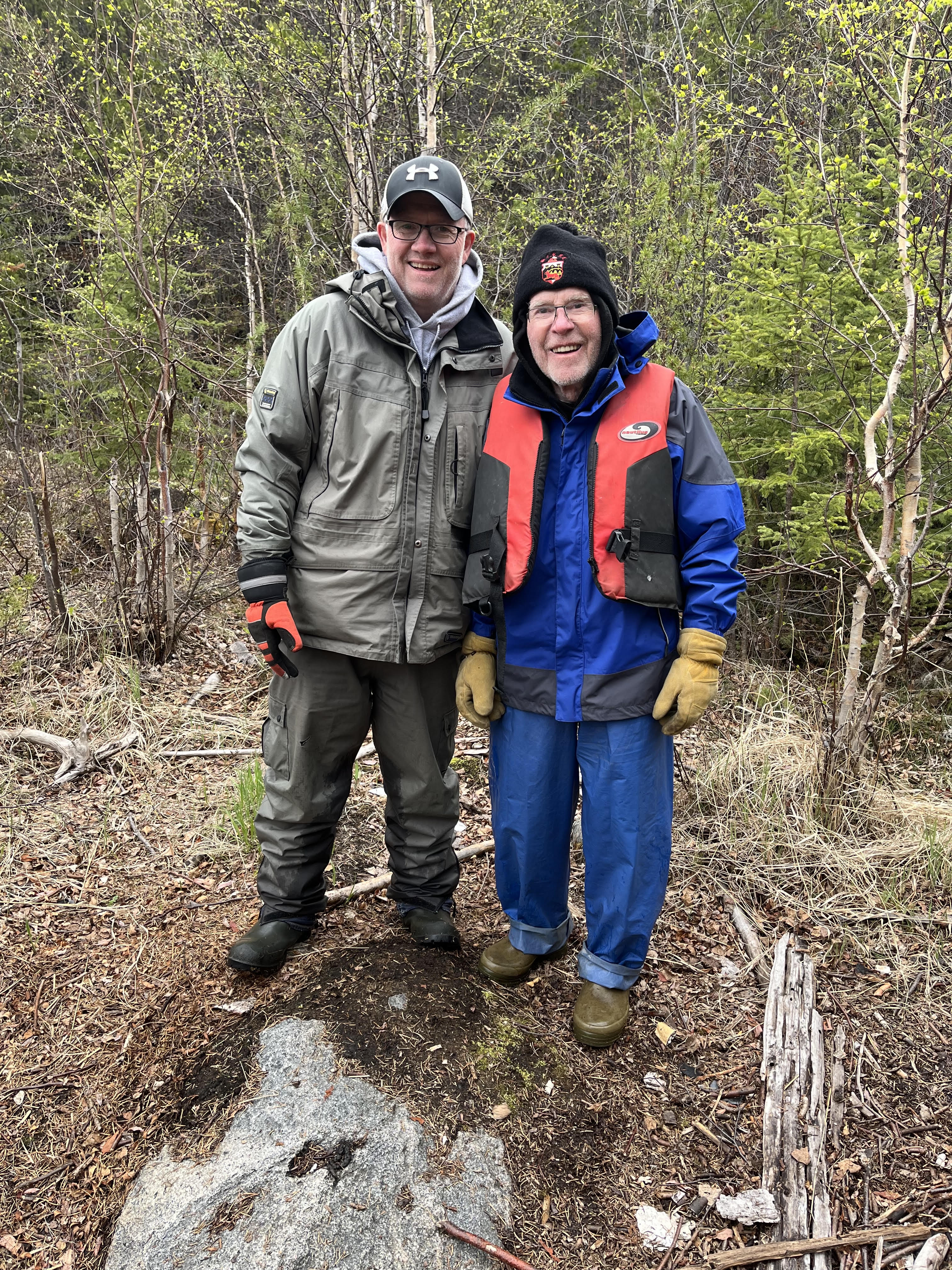 Gord and Dave in the woods during a remote trip. Supplied