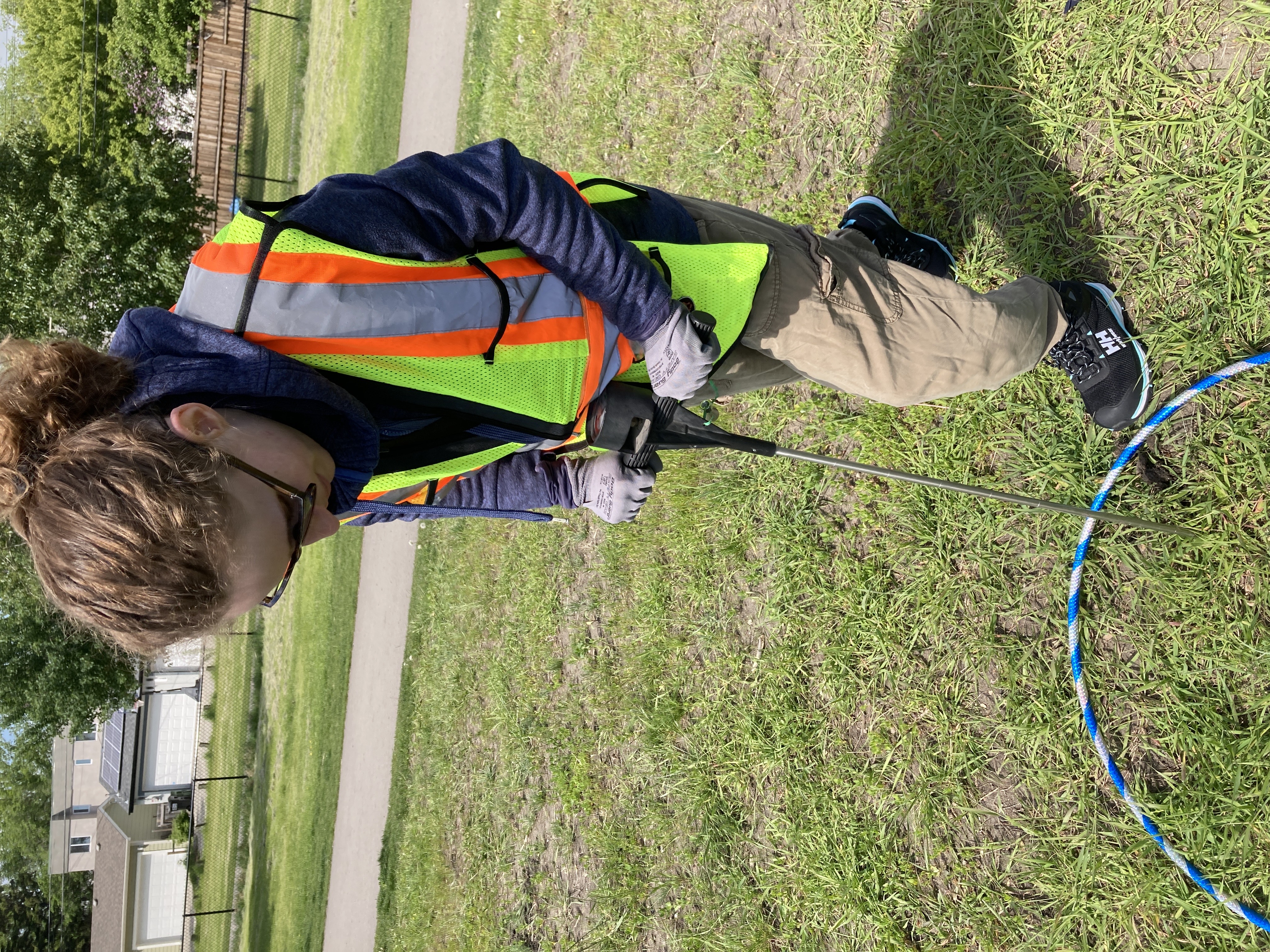 Rebecca in the field during her placement with the City of Edmonton.