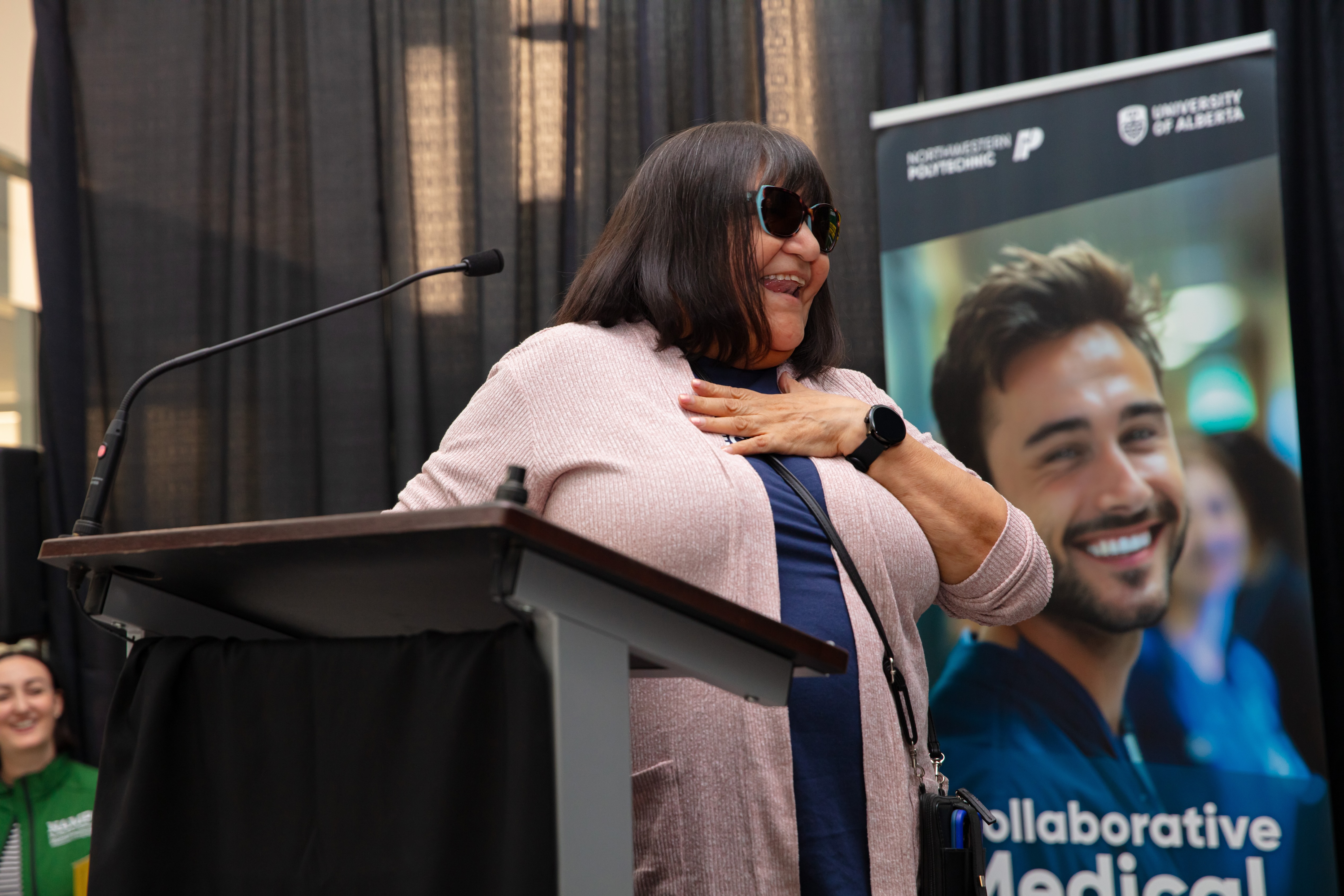 The launch began with a prayer from Elder Theresa Gladue, elder in residence at Northwestern Polytechnic. 