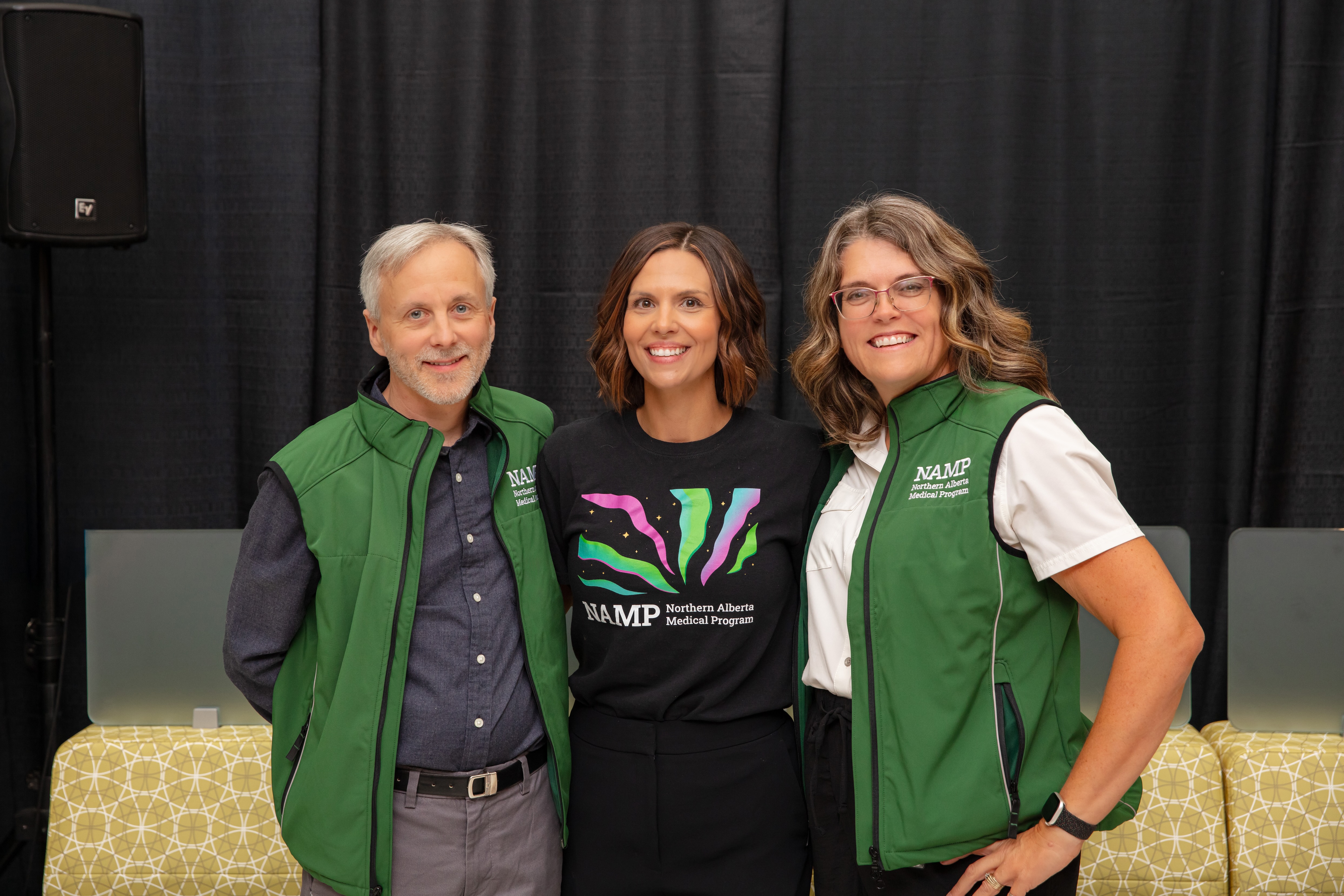 Dr. Richard Martin, Assistant Dean of the NAMP, Megan Stone, Dean of Health at Northwestern Polytechnic, and Holly Handfield, manager of the NAMP.   