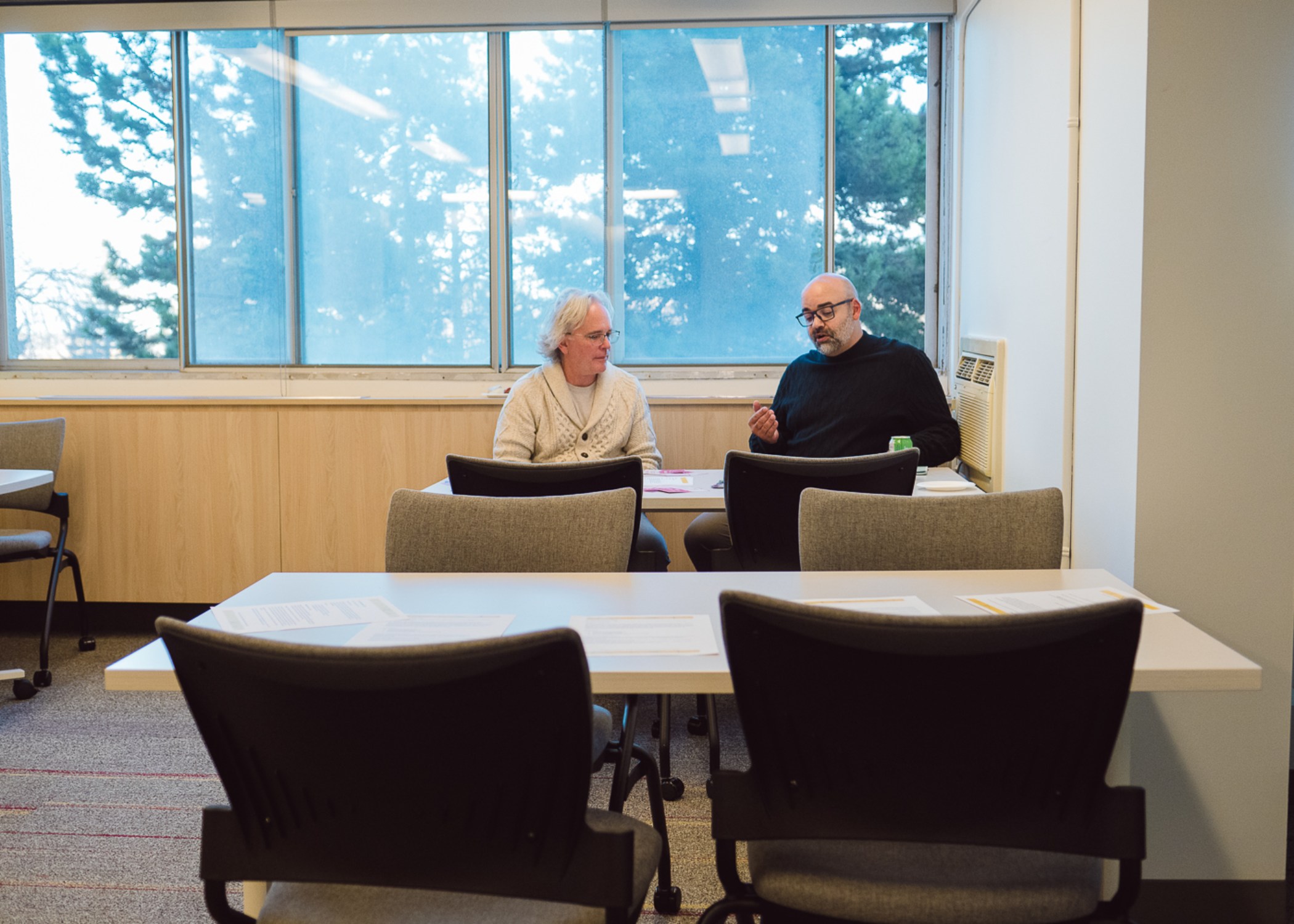(L-R) Michael O'Driscoll, Professor in the Faculty of Arts and Director of the Kule Institute for Advanced Study, and Jared Wesley, Professor and Associate Dean (Graduate) in the Faculty of Arts. 