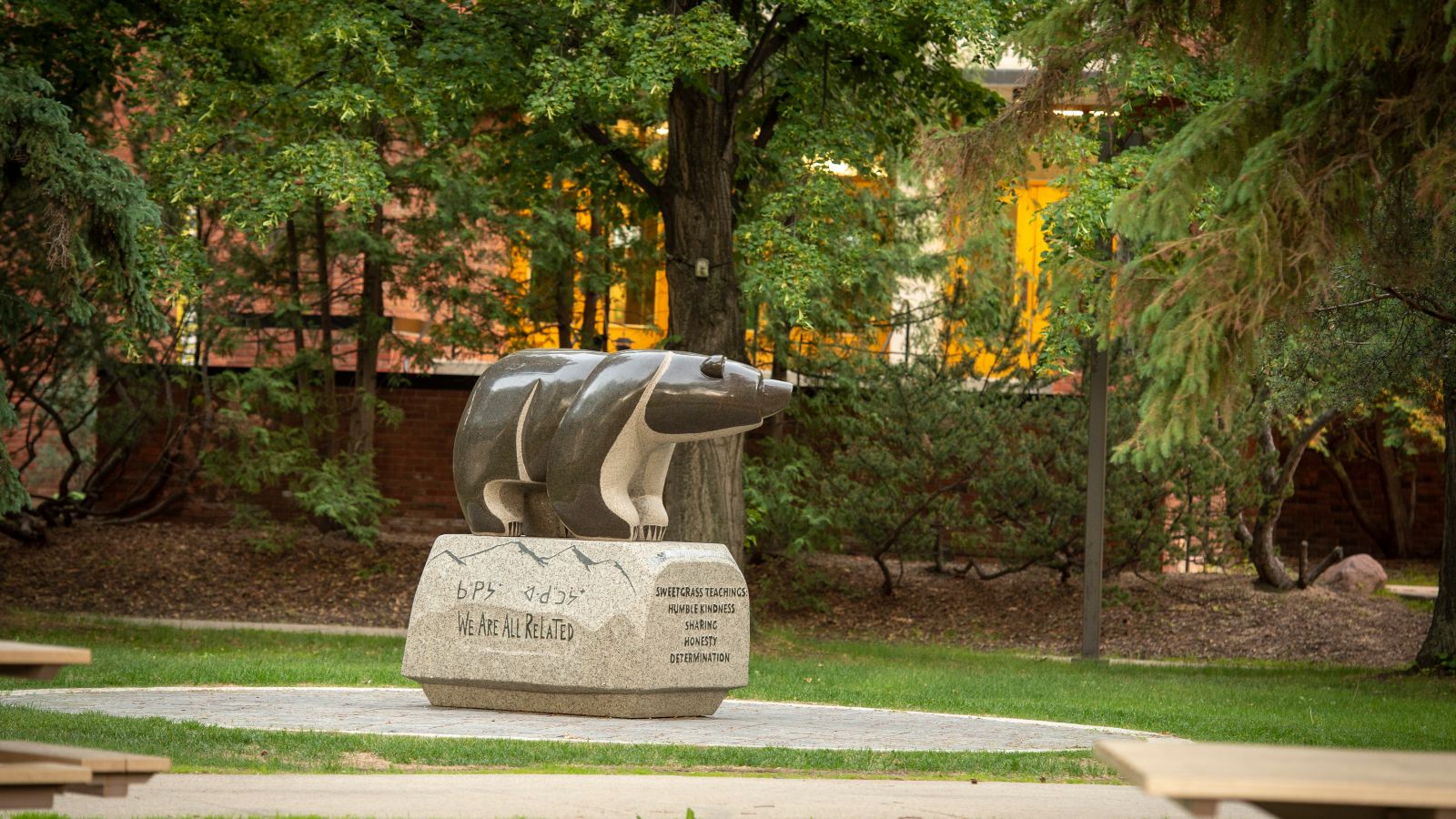 "Treaty Six Territory Marker: Bear Spirit," 2016; Sculpture: carved granite; Stewart Steinhauer: Born Saddle Lake Cree Nation, 1952; University of Alberta Museums Art Collection, University of Alberta Museums; 2016.7.1
