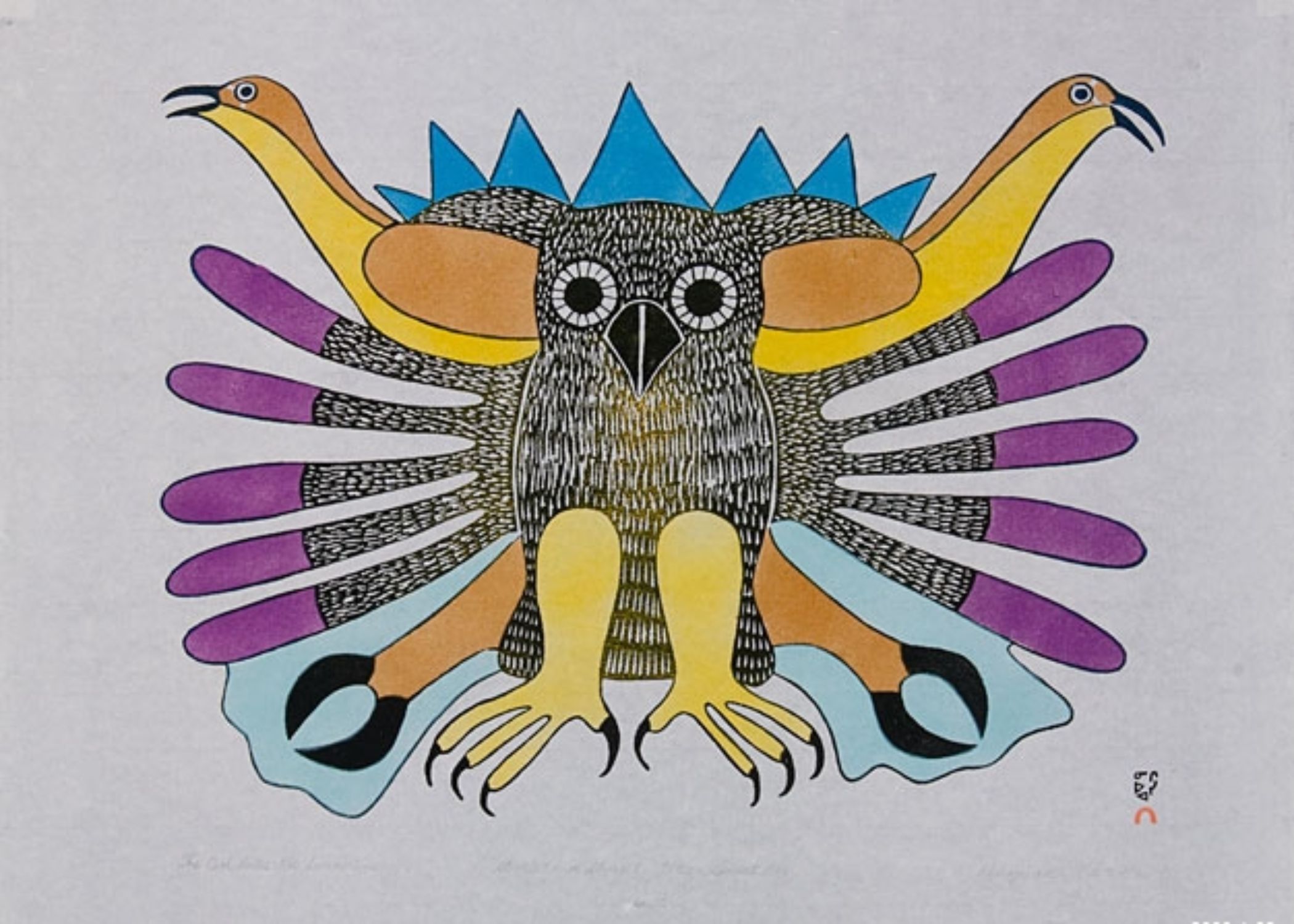 The Owl Rules the Summertime, 1981 Ink on paper: stonecut and stencil Kenojuak Ashevak, CC, RCA Born Baffin Island, Nunavut, 1927 Died Kinngait, Nunavut, 2013 University of Alberta Museums Art Collection University of Alberta Museums 2008.1.62.