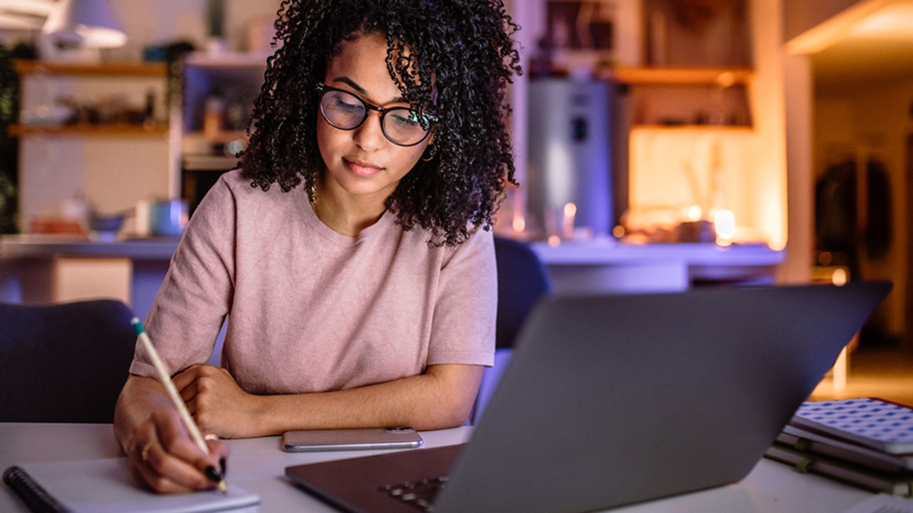 A student learning online. 