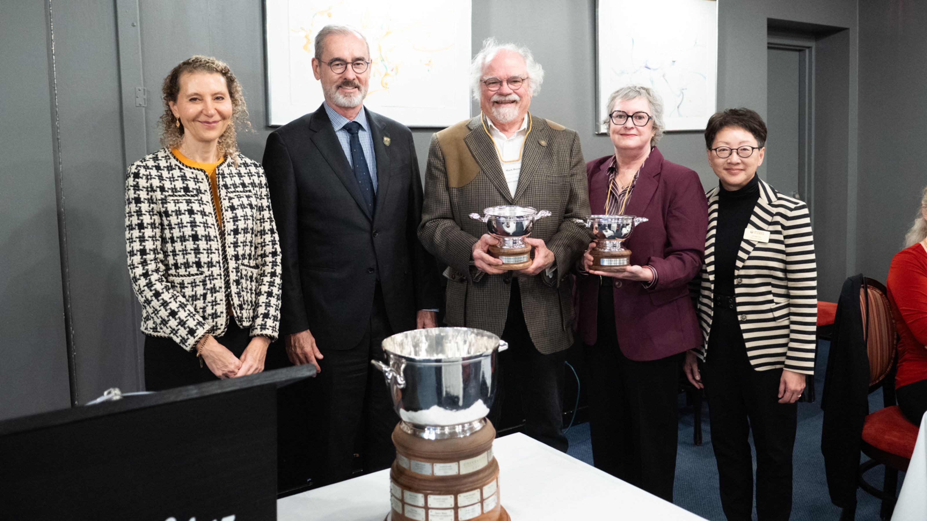 Vice-president (Reserach) Aminah Robinson Fayek, President Bill Flanagan, Dr. Mark Boyce, Dr. Lise Gottell and Provost and vice-president (Academic) Verna Yiu.