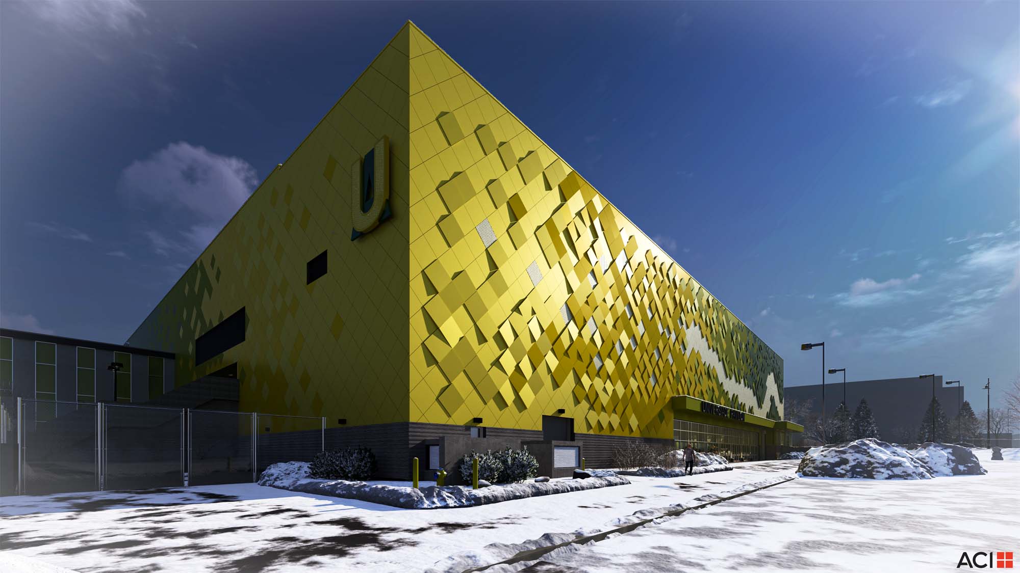 Rendering of the Universiade Pavilion at the University of Alberta