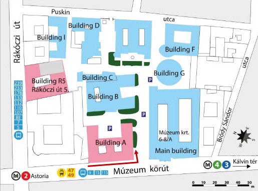 Map to ELTE's Faculty Council Room