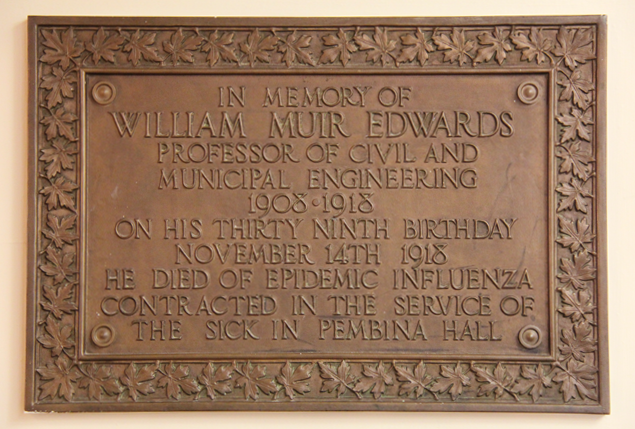 Plaque commemorating the contributions of William Muir Edwards, the University of Alberta