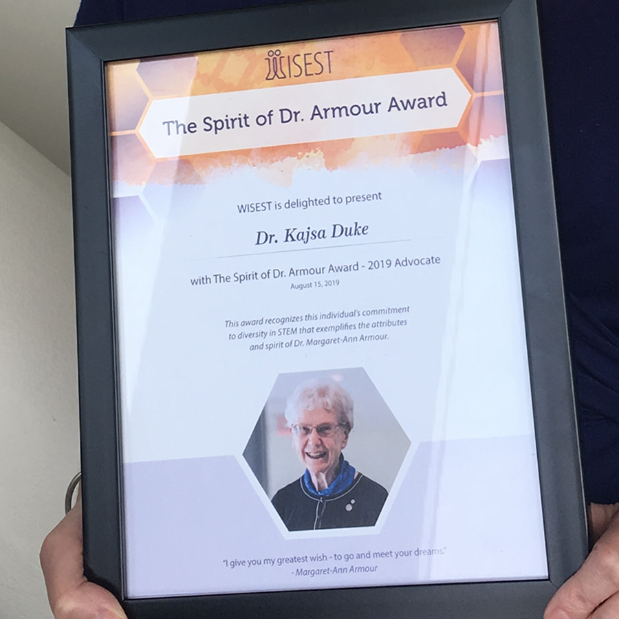 Dr. Kajsa Duke has been awarded the first ever Dr. Margaret-Ann Armour award