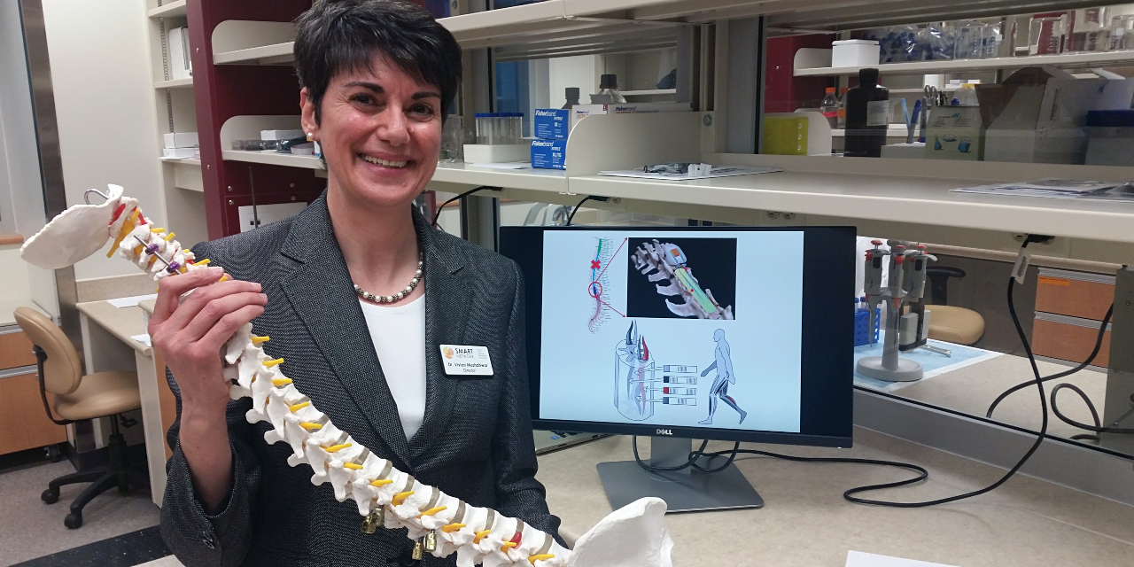 Biomedical engineering researcher Vivian Mushahwar is developing spinal implants that could one day restore the ability to stand and walk in patients with paralysis. (Photo: Ross Neitz)