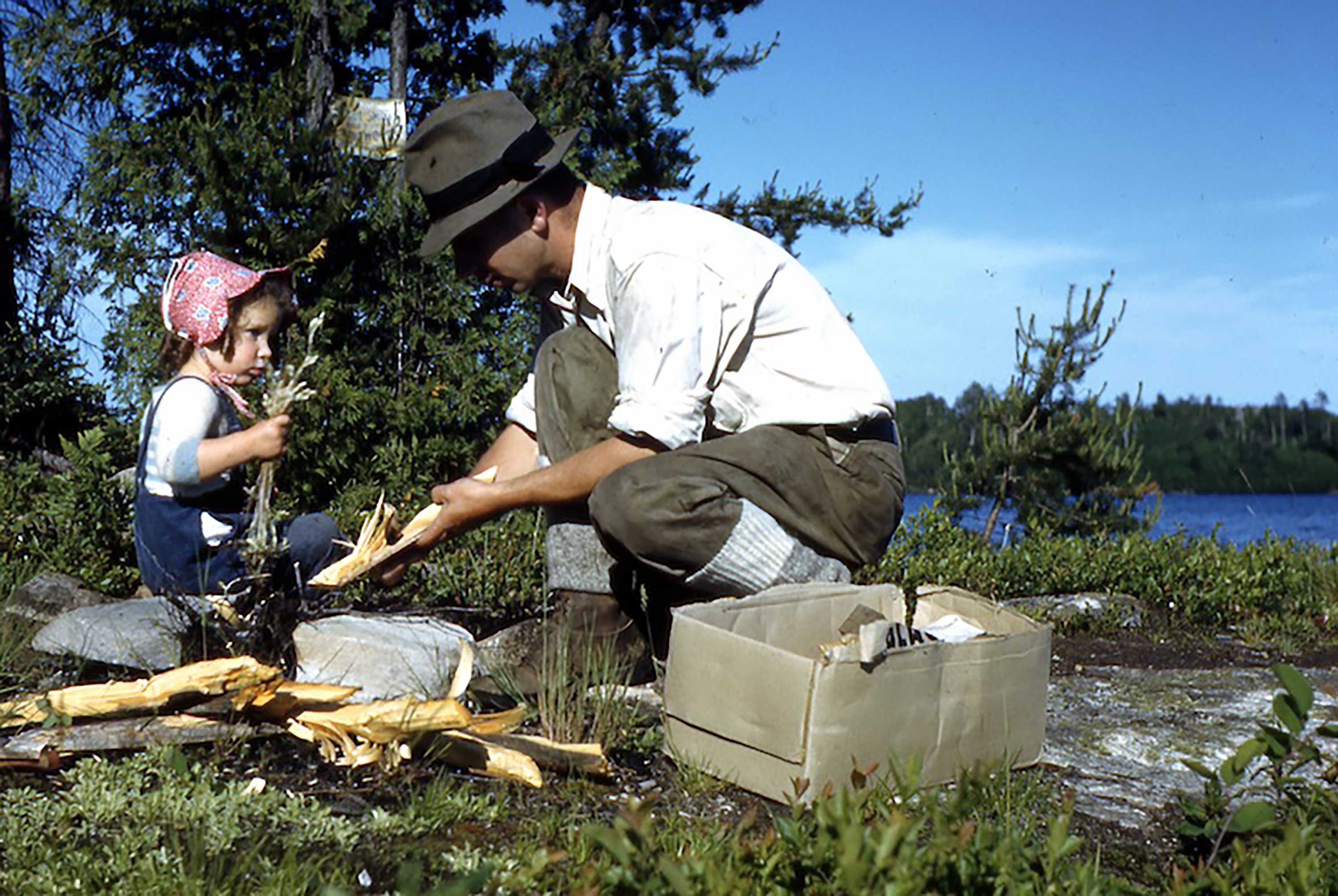 Margaret Atwood with her father, entomologist Carl Atwood, 1942