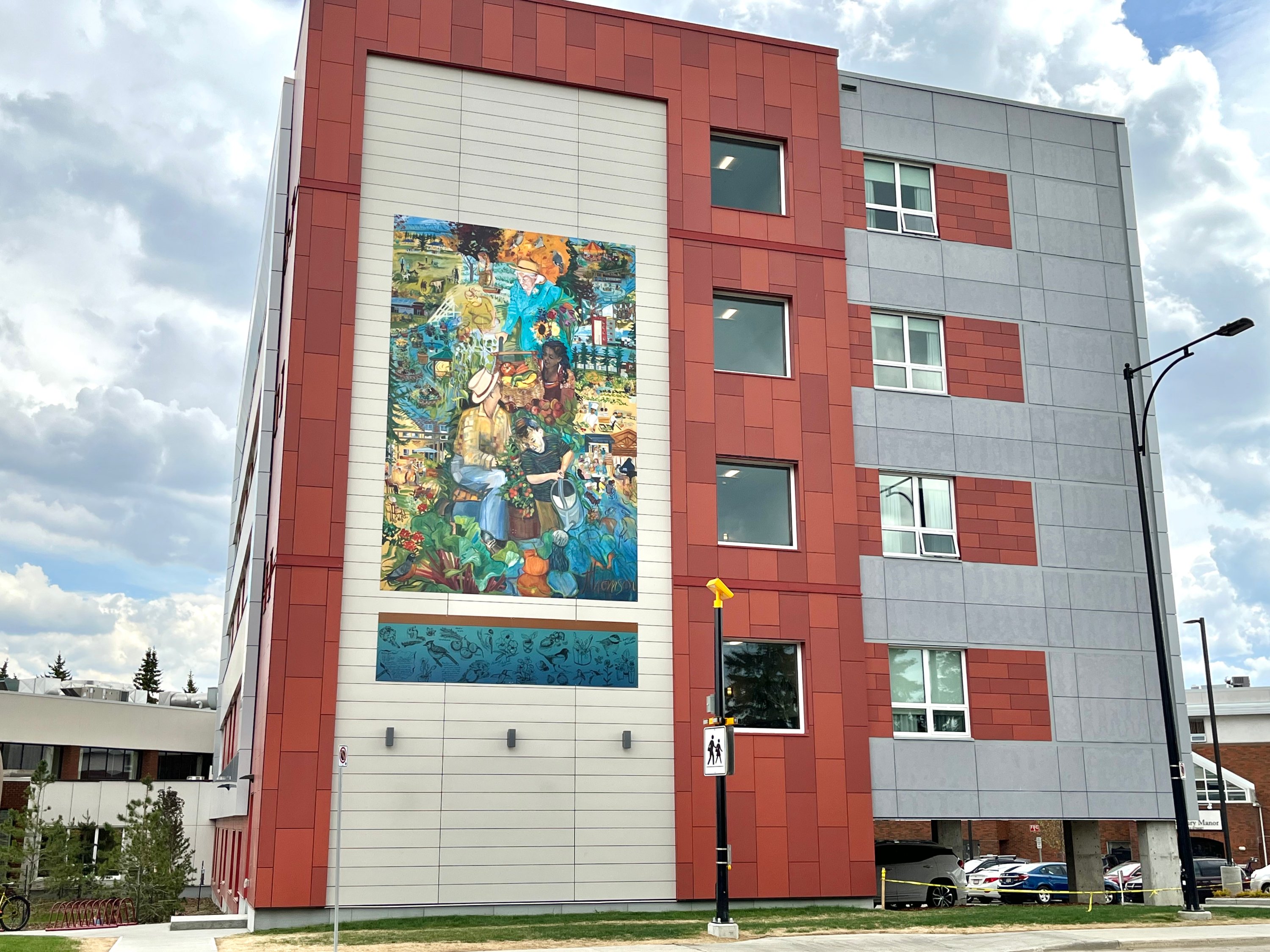 A towering mural on the side of the Canterbury Heights seniors' residence makes a distinctive landmark in Edmonton's Laurier Heights neighbourhood.