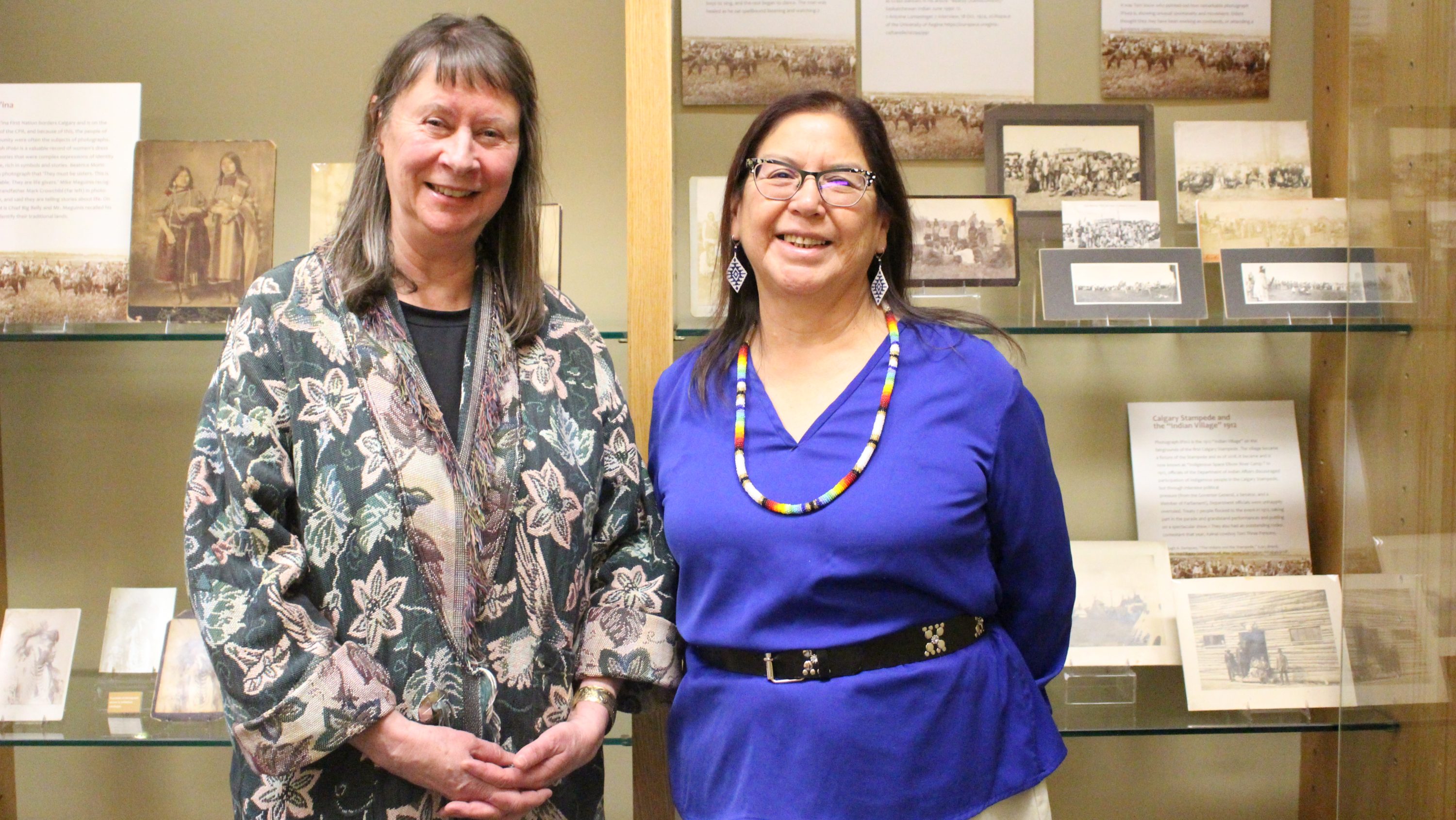 Researchers Sarah Carter (left) and Inez Lightning are co-curators of “Ancestors,” an exhibition of historic photographs and stories that shed light on the lives and cultures of Indigenous peoples in Western Canada. 