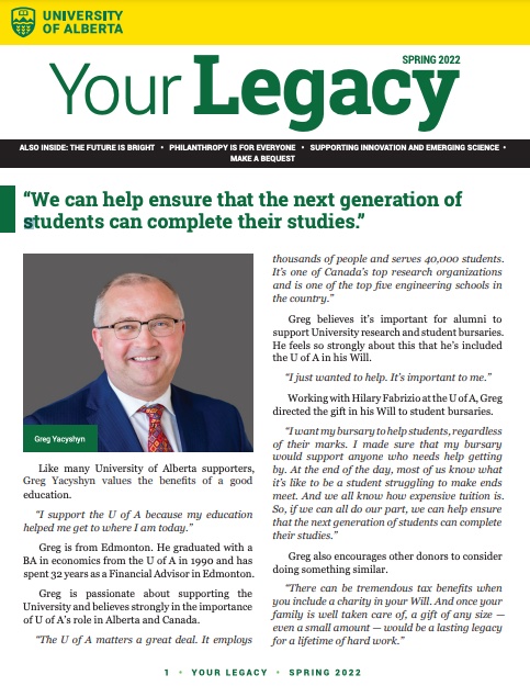 Your Legacy Spring 2022 newsletter