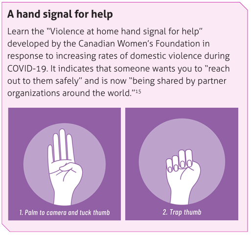 explanation of the hand signal for help for domestic violence victims