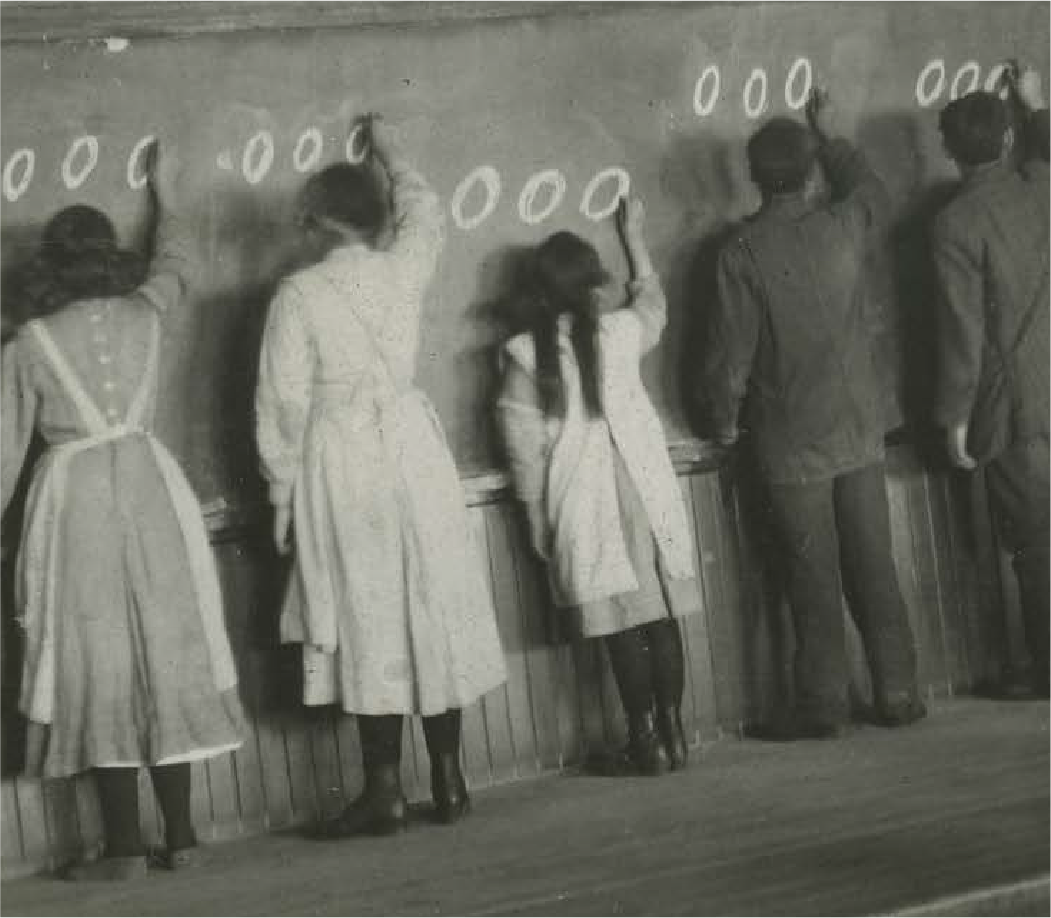 A class in penmanship, Red Deer Institute, AB, 1918