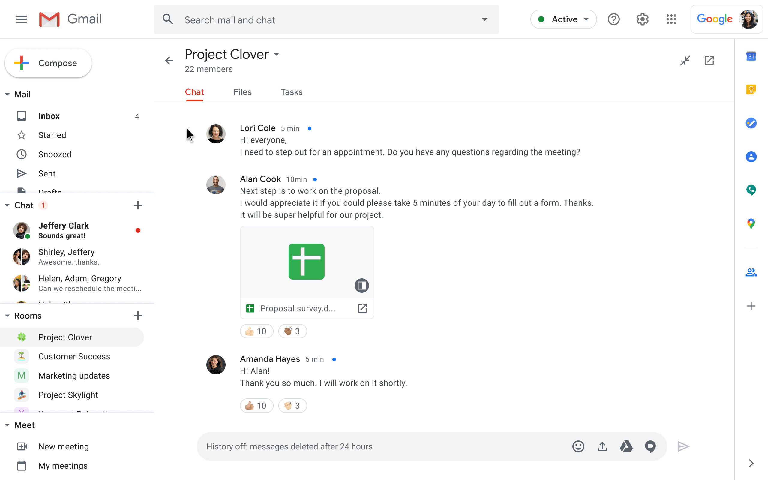 Google Workspace Updates: New integrated view for Gmail features email,  Google Meet, Google Chat, and Spaces in one place