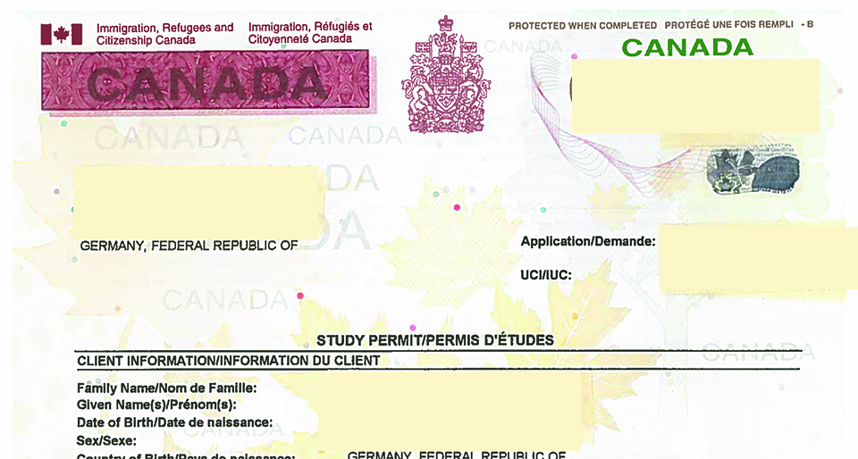 Canadian study permit example
