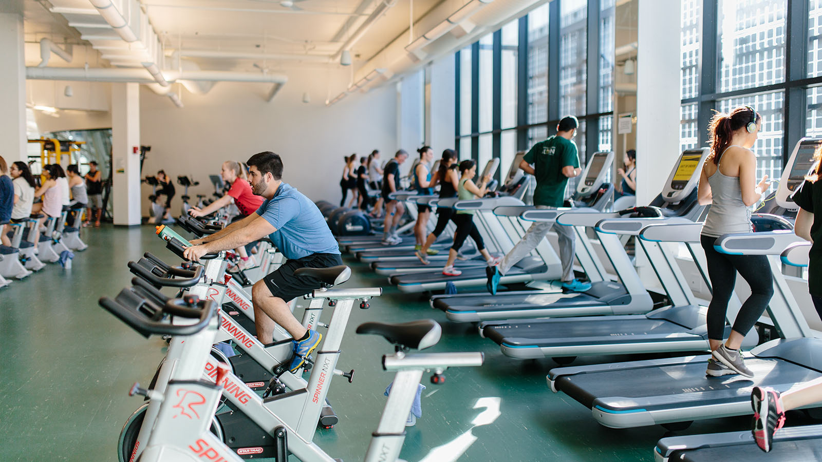 Members of the university community exercising at the Hanson Fitness &amp; Lifestyle Centre