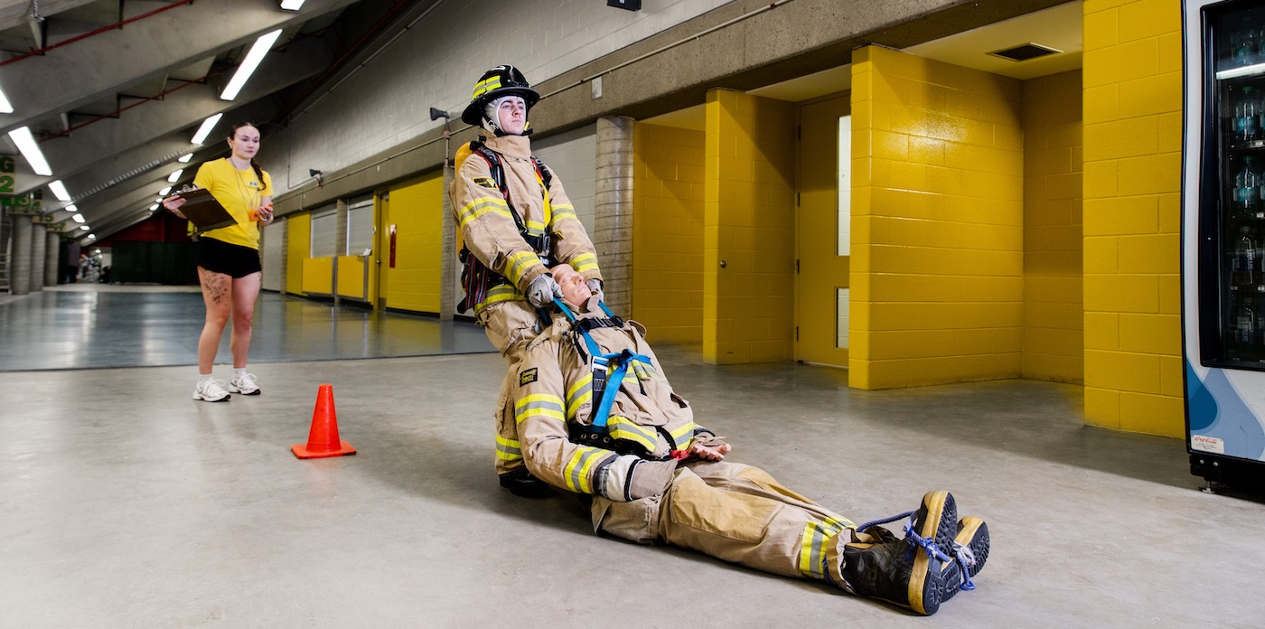 Applicant dragging a test dummy